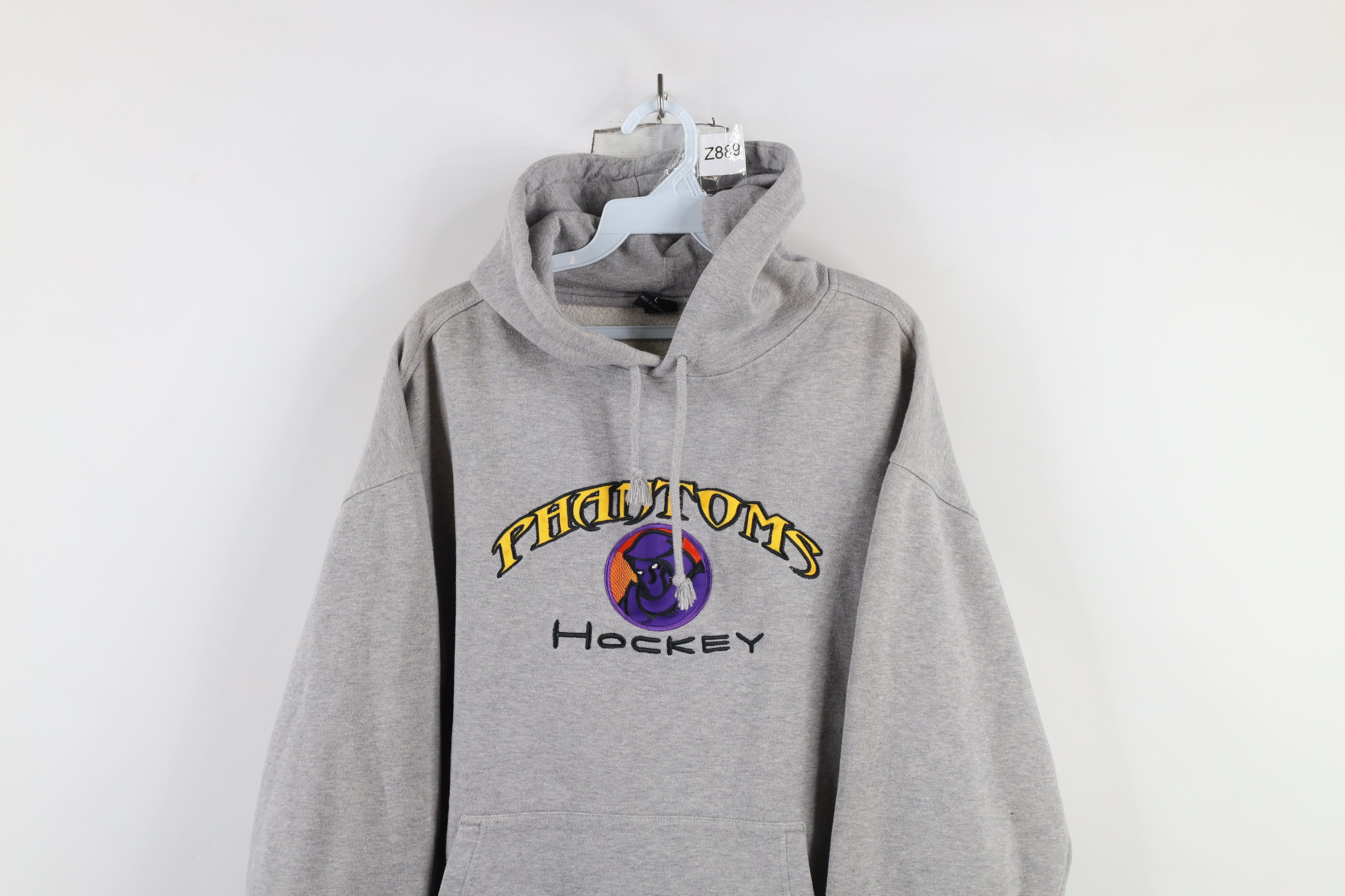 Vintage Vintage 90s Spell Out Phantoms Hockey Hoodie Sweatshirt Gray Size US L / EU 52-54 / 3 - 2 Thumbnail