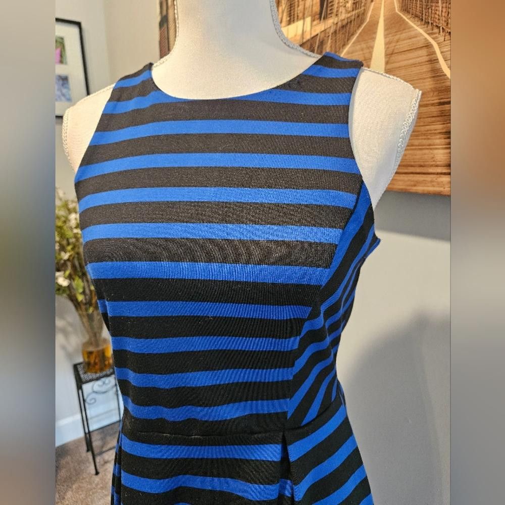Apt. 9 Blue & Black Striped Dress – Perfect for Any Occasion Size S / US 4 / IT 40 - 2 Thumbnail