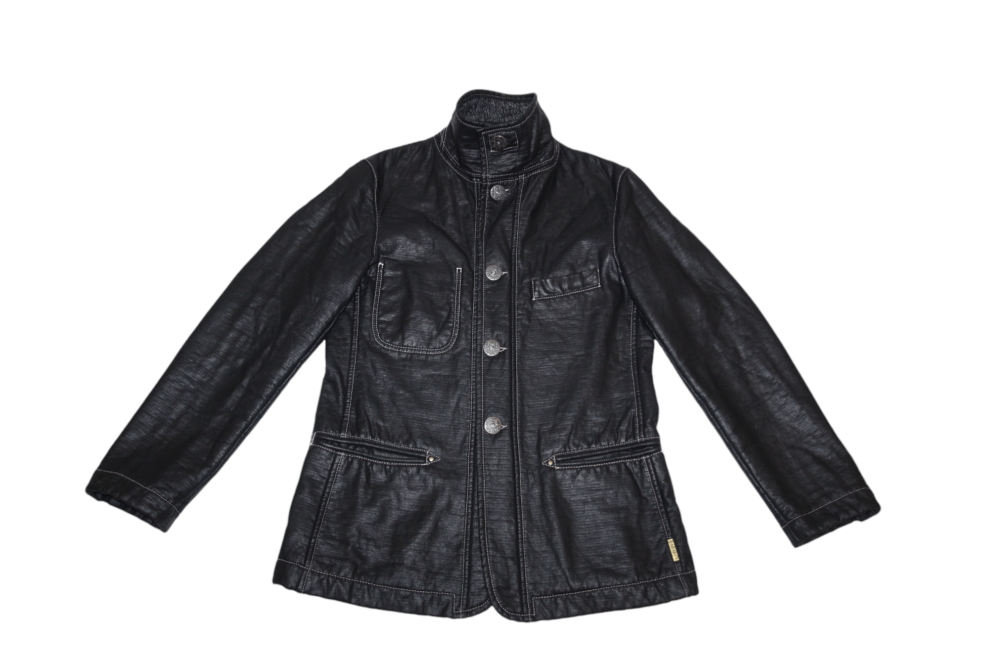 Armani VTG Armani Jeans Boiled Wool Lined Faux Leather Field Jacket Size US M / EU 48-50 / 2 - 8 Thumbnail