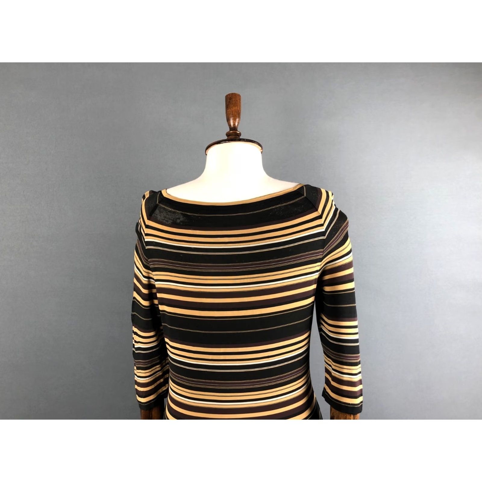 Max Mara Max Mara Blouse Striped Jersey Viscose Elastane Brown M Women's Top Regular Size M Crew/N/A Size M / US 6-8 / IT 42-44 - 4 Thumbnail