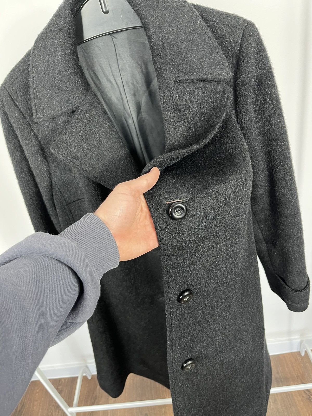 Other Vintage Black Wool Mohair Coat Women Button Mid Length Size M / US 6-8 / IT 42-44 - 7 Thumbnail