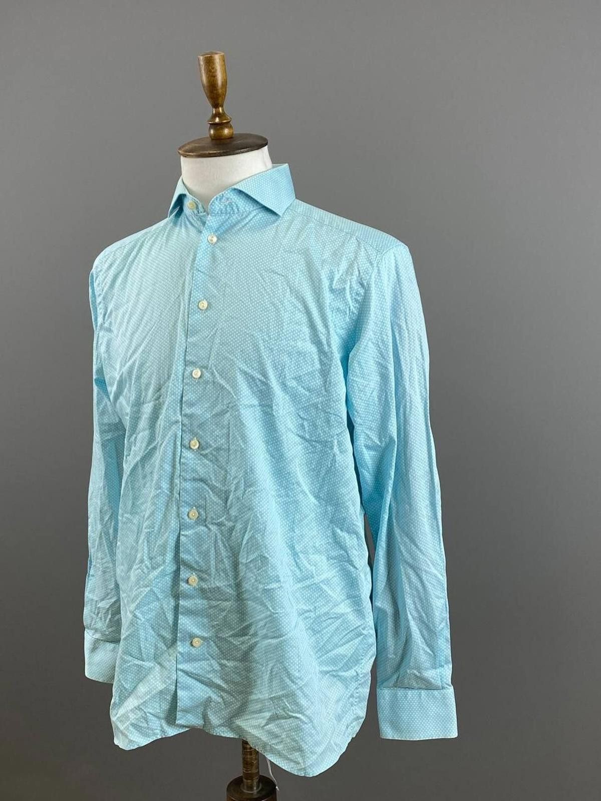 Eton Eton Contemporary Turquoise Dotted Shirt Size 41 / 16 Size US M / EU 48-50 / 2 - 5 Thumbnail
