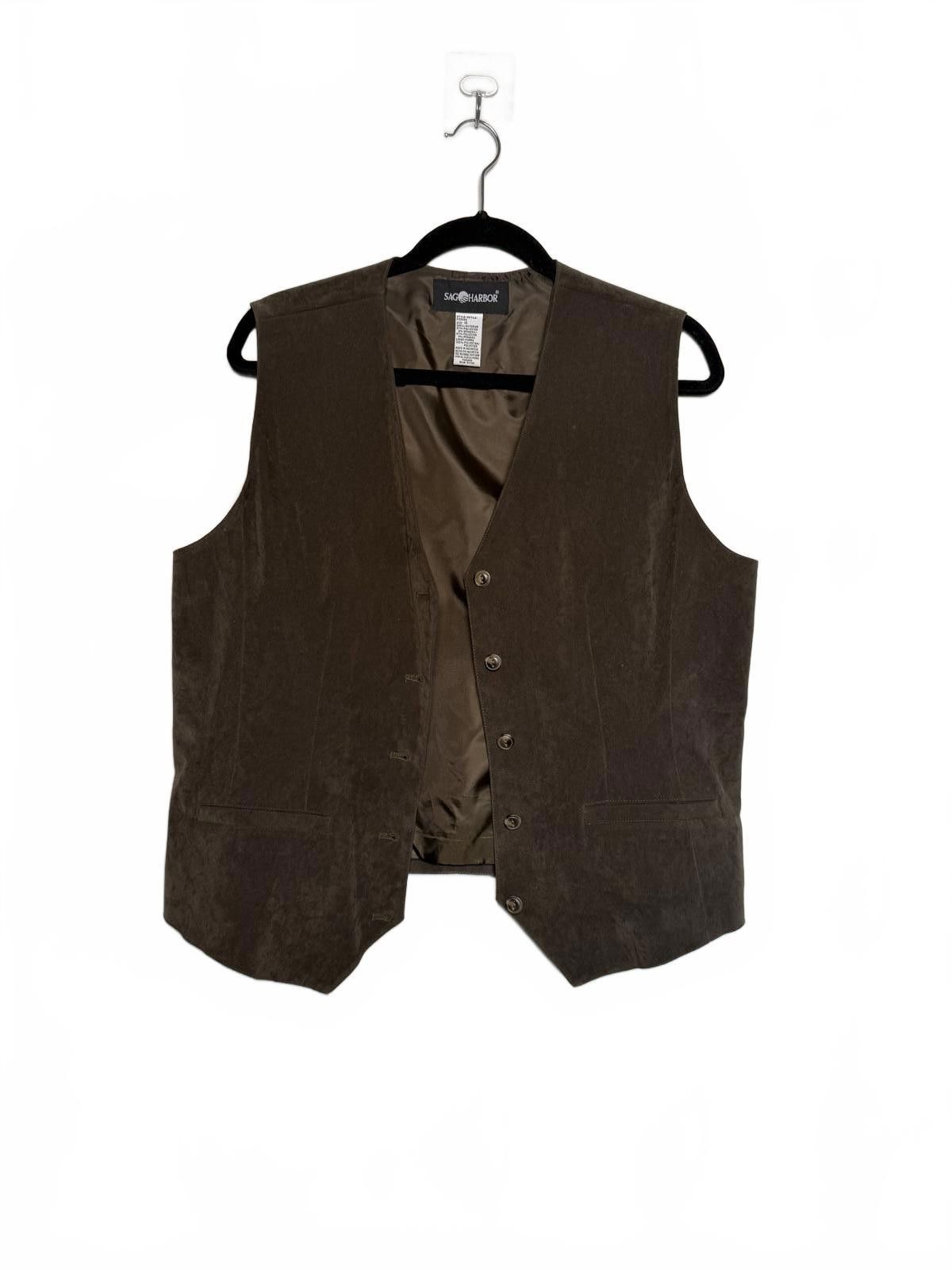 Other Vintage 90s Dark Green Suede Vest Size L / US 10 / IT 46 - 2 Thumbnail