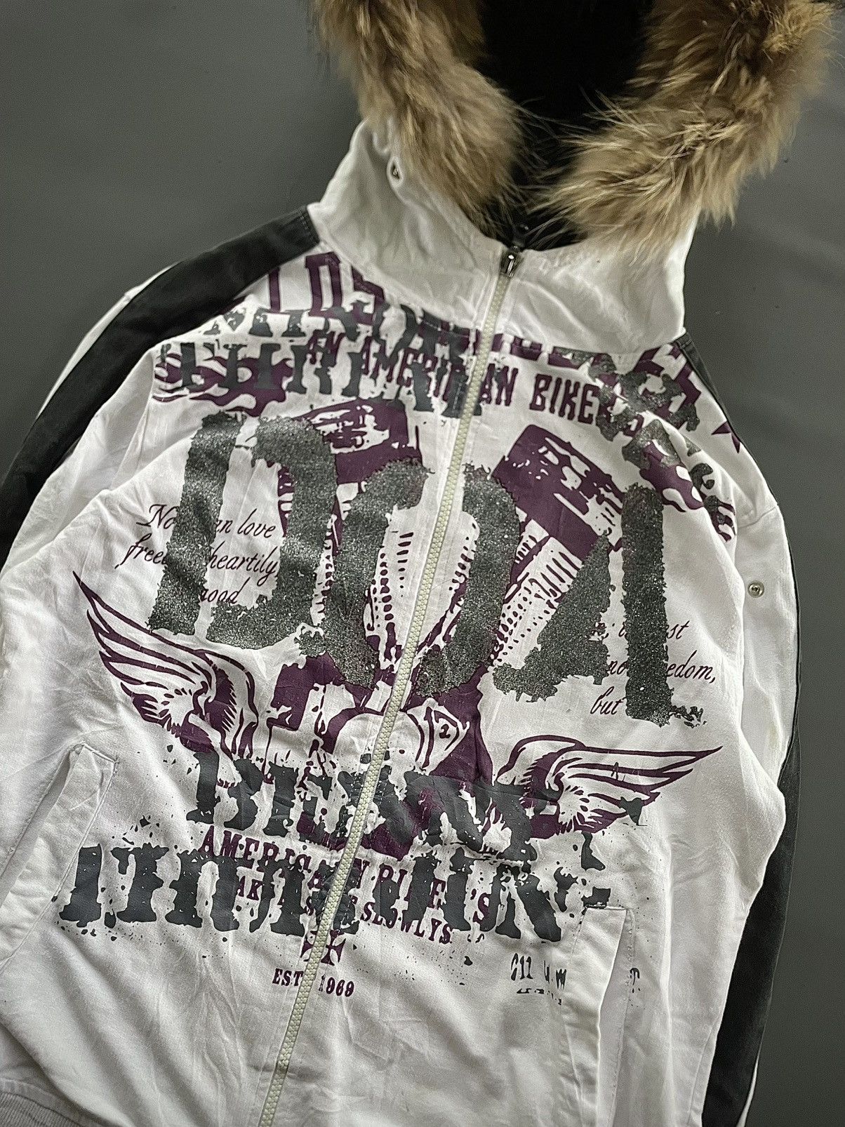 20471120 Japanese Poem Faux Fur Tornado Mart Grunge Ifisix Lgb Style Size US M / EU 48-50 / 2 - 5 Thumbnail
