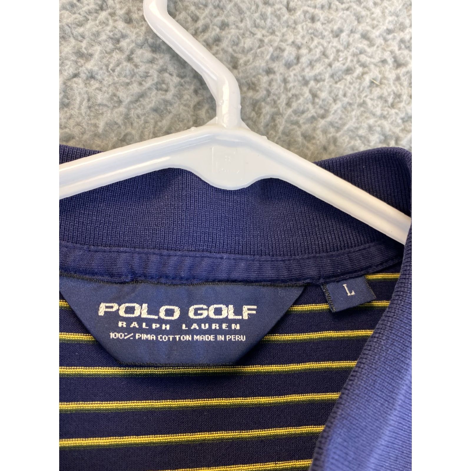 Polo Ralph Lauren Ralph Lauren Polo Golf Polo Shirt Mens Large Striped Navy Yellow Short Sleeve Collared Cotton Casual Activewear Golf Rugby Outdoor Size US L / EU 52-54 / 3 - 4 Thumbnail