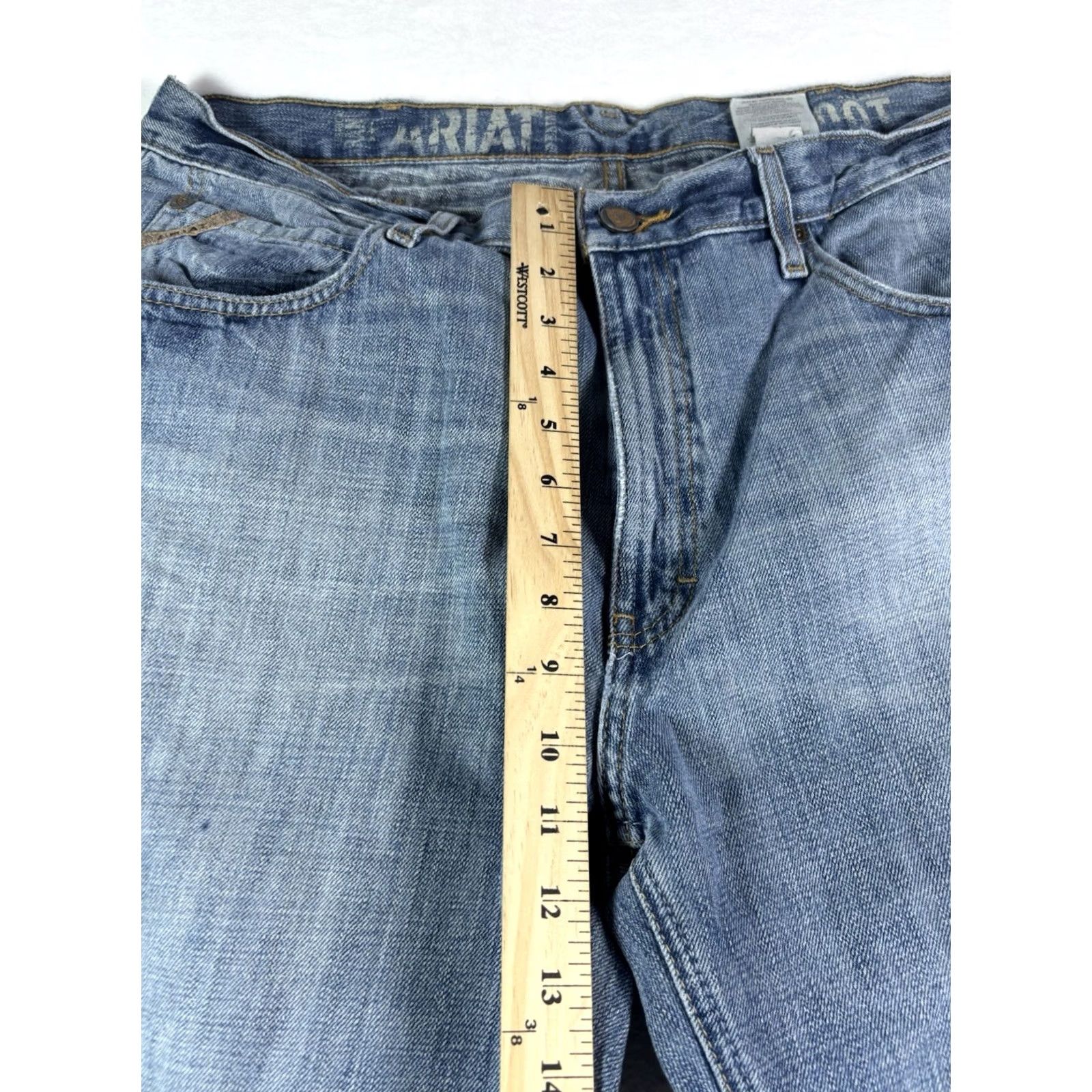 Ariat Ariat M4 Jeans Men's 38x30 Distressed Bootcut Denim Blue 5-Pocket Western Work Jeans Men's Regular Size 38 Size US 38 / EU 54 - 3 Thumbnail