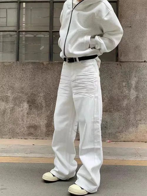 Designer × Jean × Vintage High street frayed baggy wide leg jeans Size US 34 / EU 50 - 1 Thumbnail
