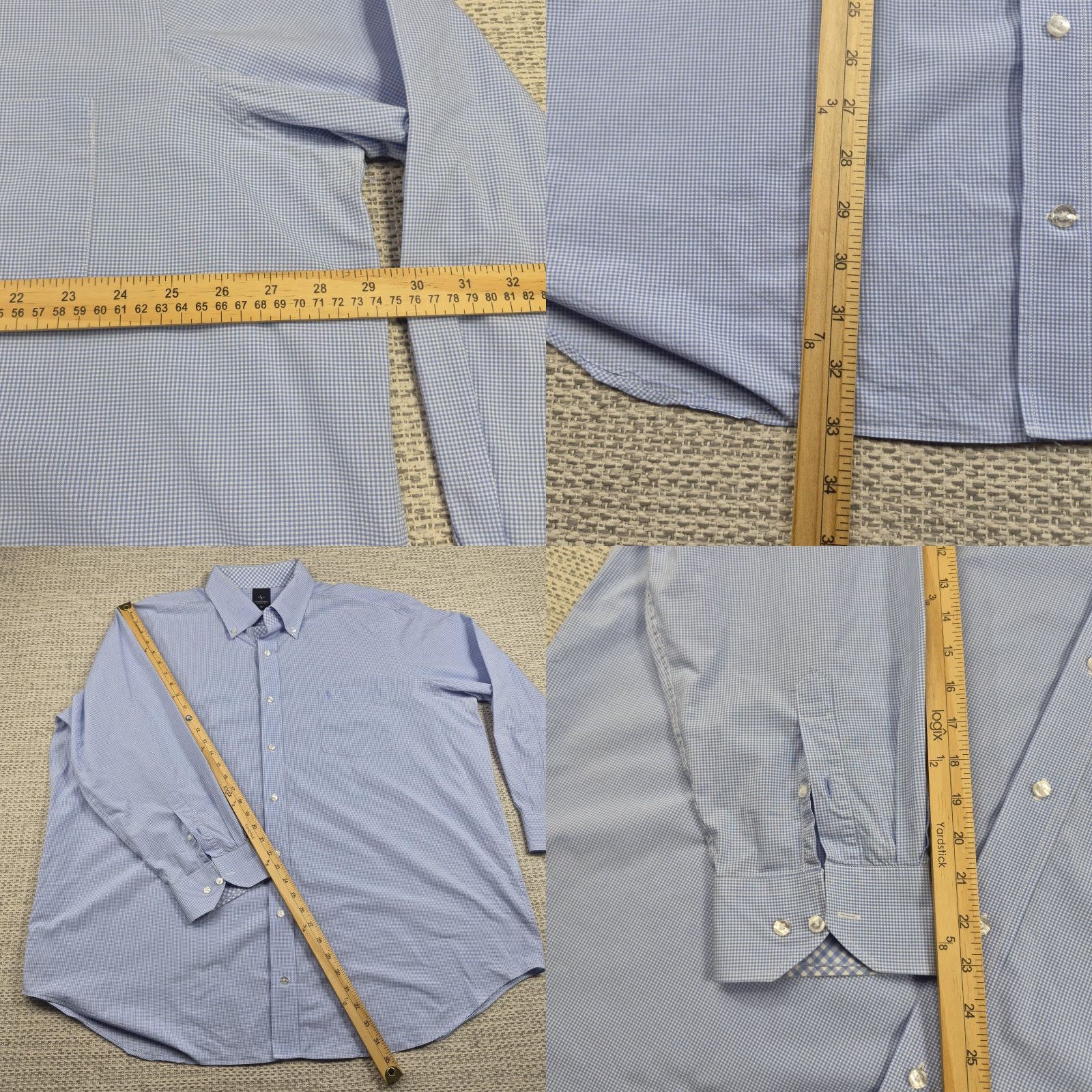 Tailorbyrd TAILORBYRD Shirt Mens 2XL Blue Check Long Sleeve Button Front Cotton Casual Size US XXL / EU 58 / 5 - 9 Thumbnail