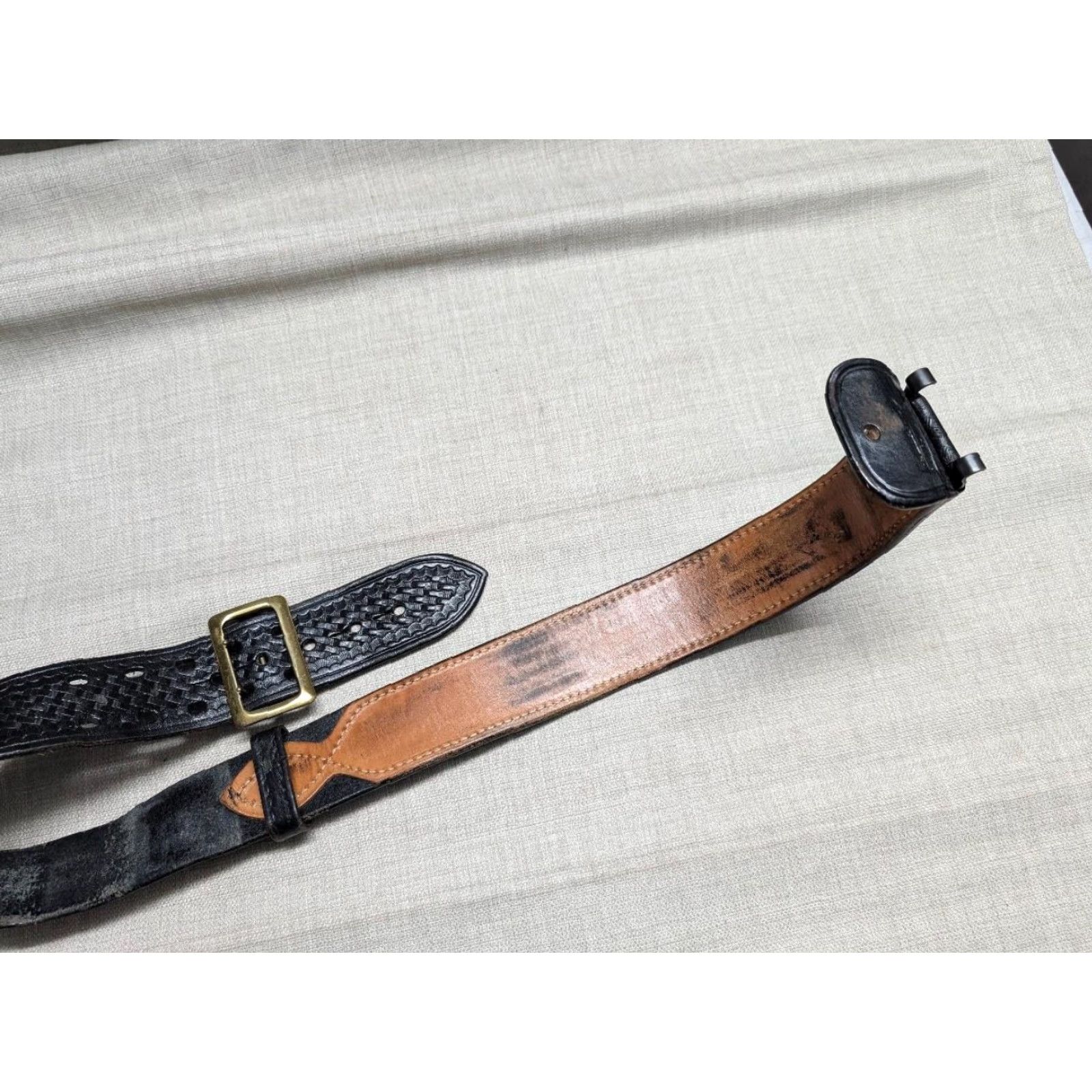 Vintage VINTAGE western belt Gould & Goodrich belt 38 black tooled cowhide leather 1.75" wide Mens Holster Theme Size 38 - 3 Thumbnail