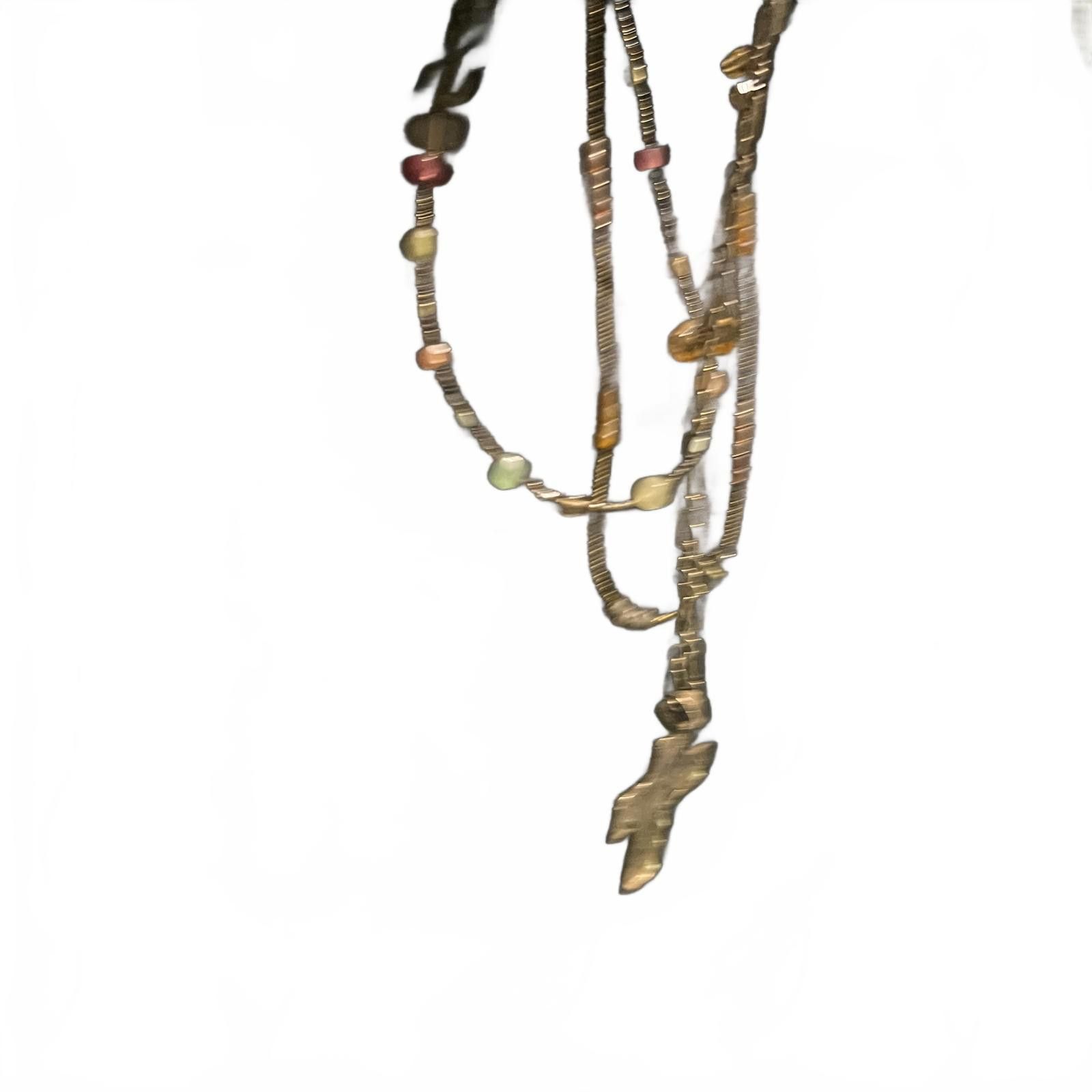 The Unbranded Brand Multi-Strand Beaded Necklace with Large Cross Pendant Size ONE SIZE - 2 Thumbnail