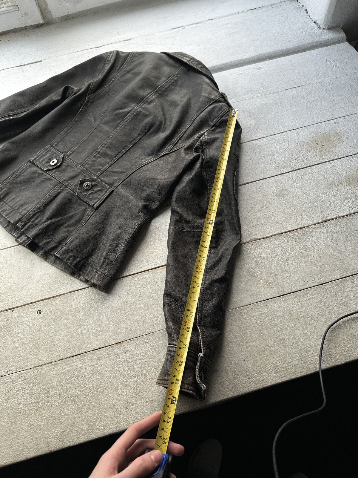 Other 🚨Y2K RICK OWENS TYPE DIRTY SLIM FIT ZIP LEATHER JACKET Size M / US 6-8 / IT 42-44 - 19 Thumbnail