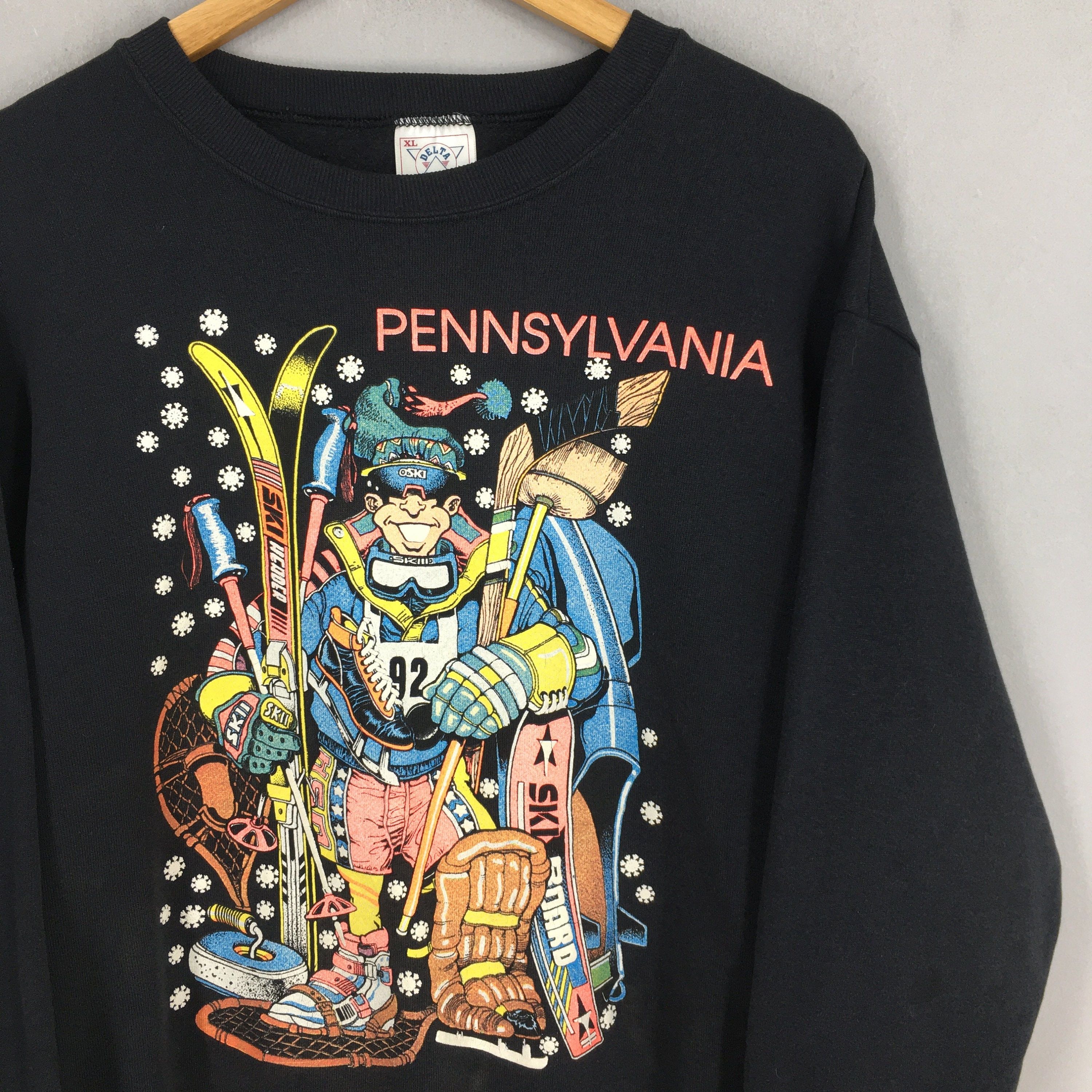 Delta Vintage Pennsylvania Ski Snowboard Black Sweatshirt XLarge Size US XL / EU 56 / 4 - 2 Thumbnail