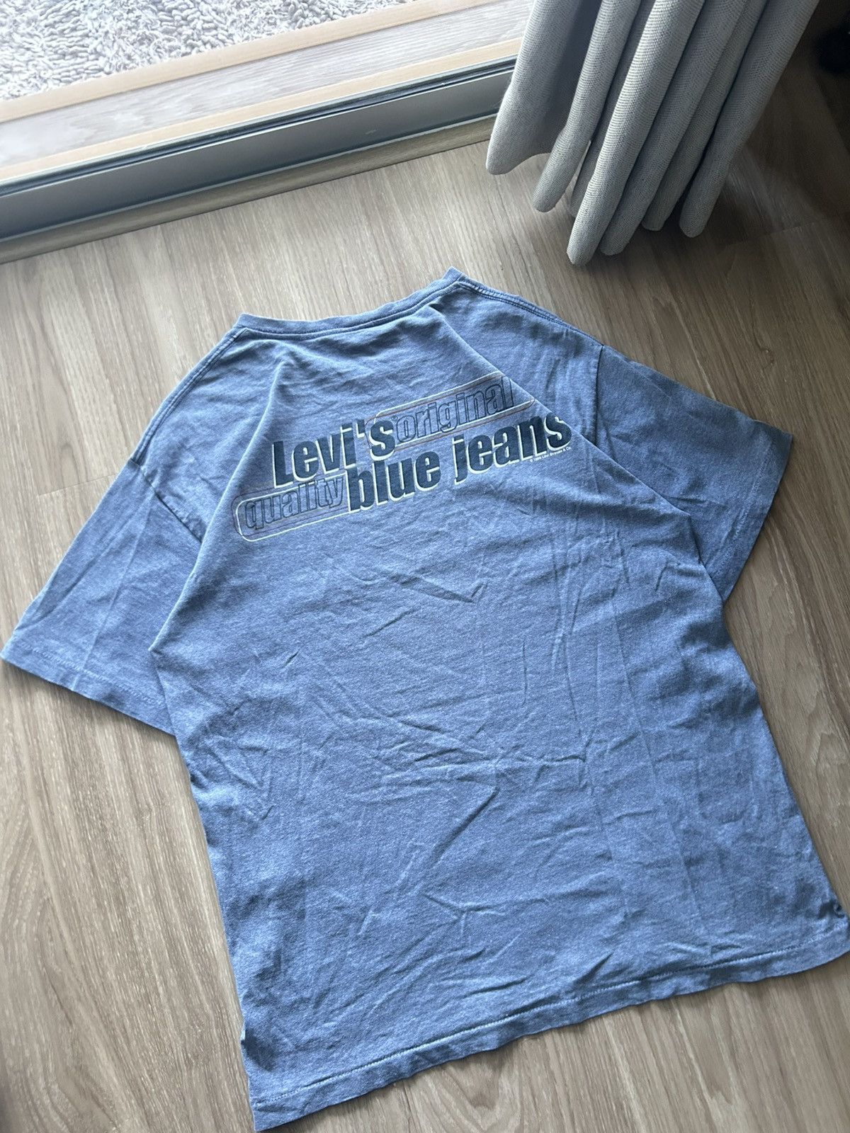 Levi's Vintage 90s Levi’s "Original Quality Blue Jeans" Blue Tee Size US L / EU 52-54 / 3 - 2 Thumbnail