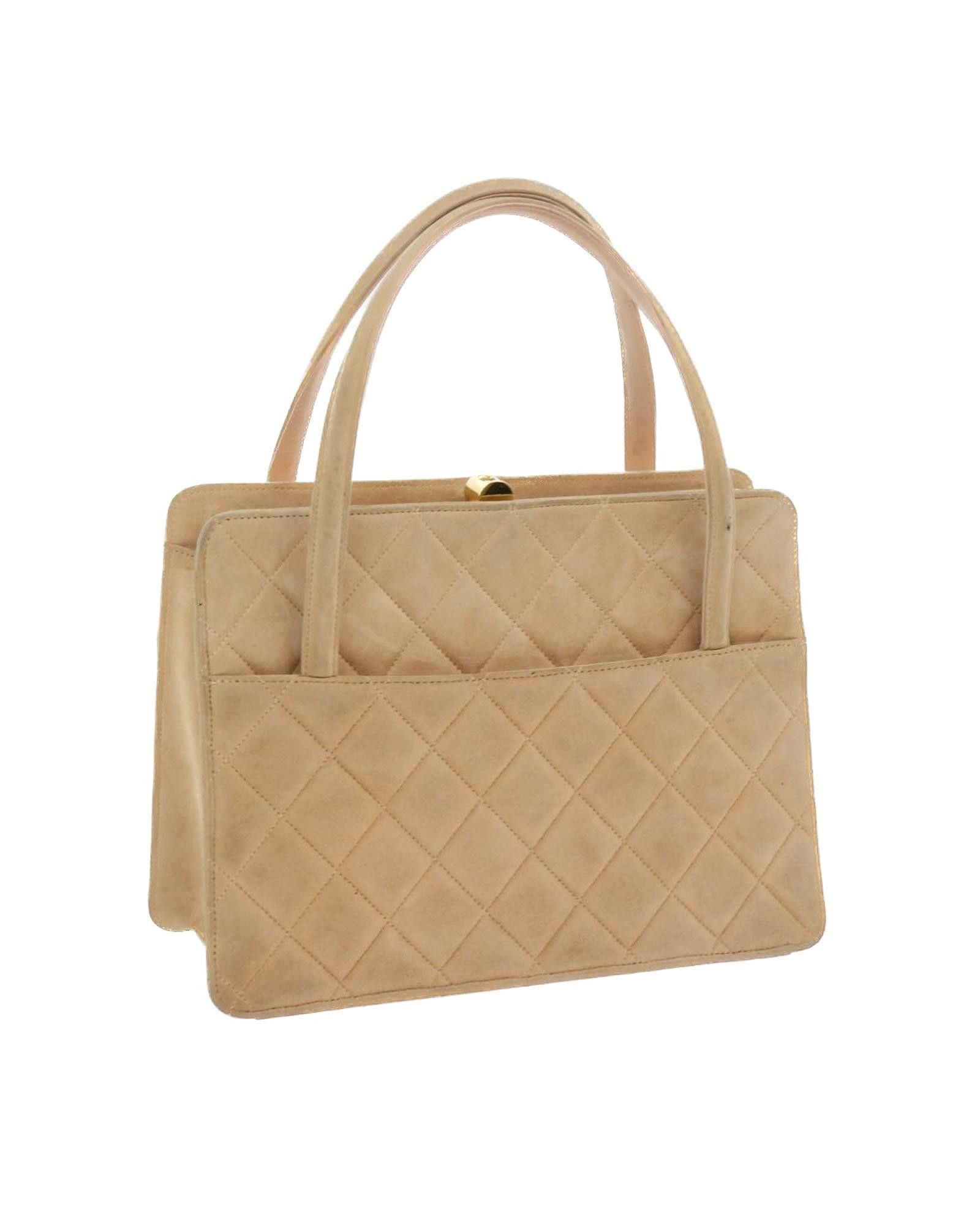 image of Chanel Beige Suede Gamaguchi Hand Bag, Women's