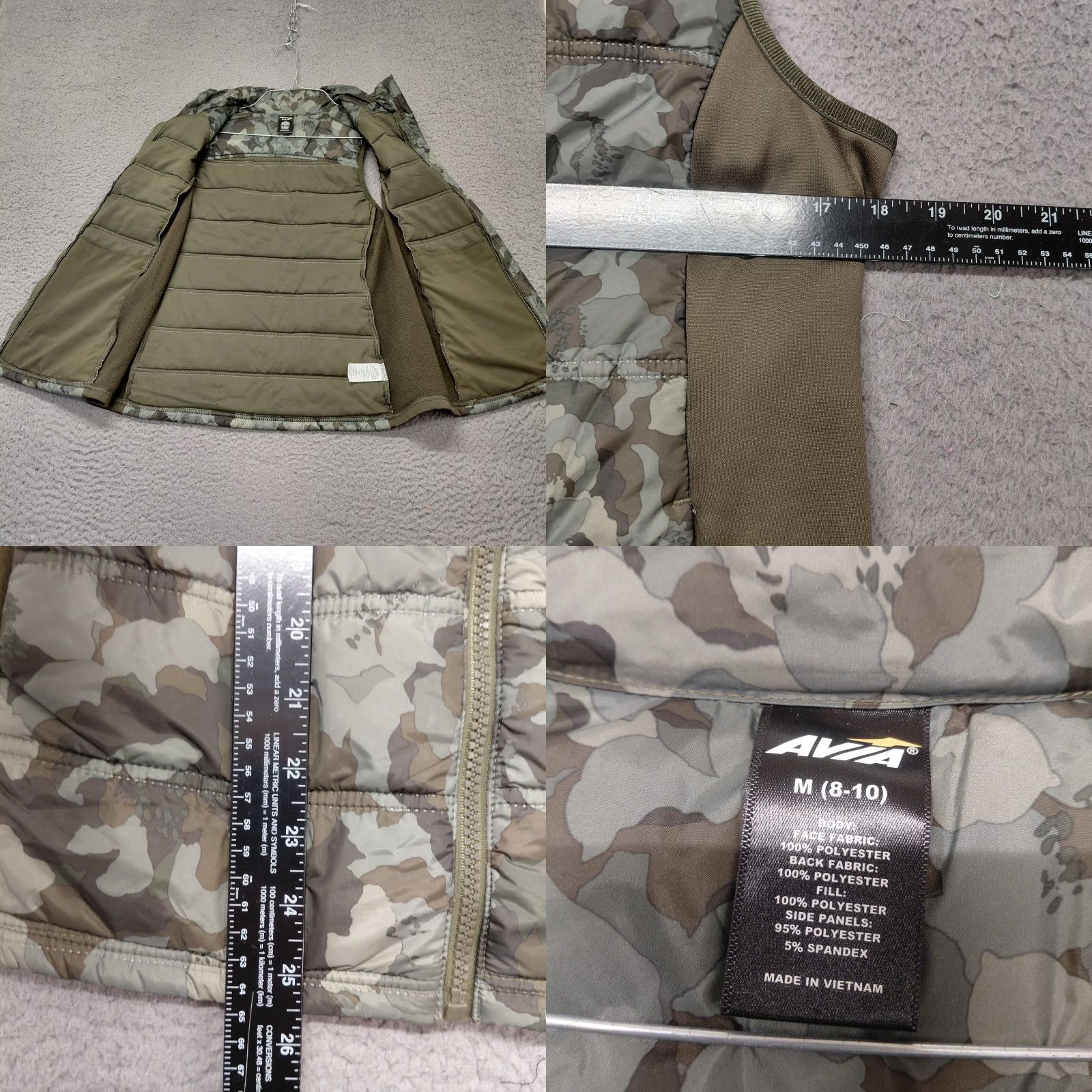 Avia Avia Vest Womens Size Medium(8/10) Zipper Hunting Green Camo Camouflage Quilted Size M / US 6-8 / IT 42-44 - 8 Thumbnail