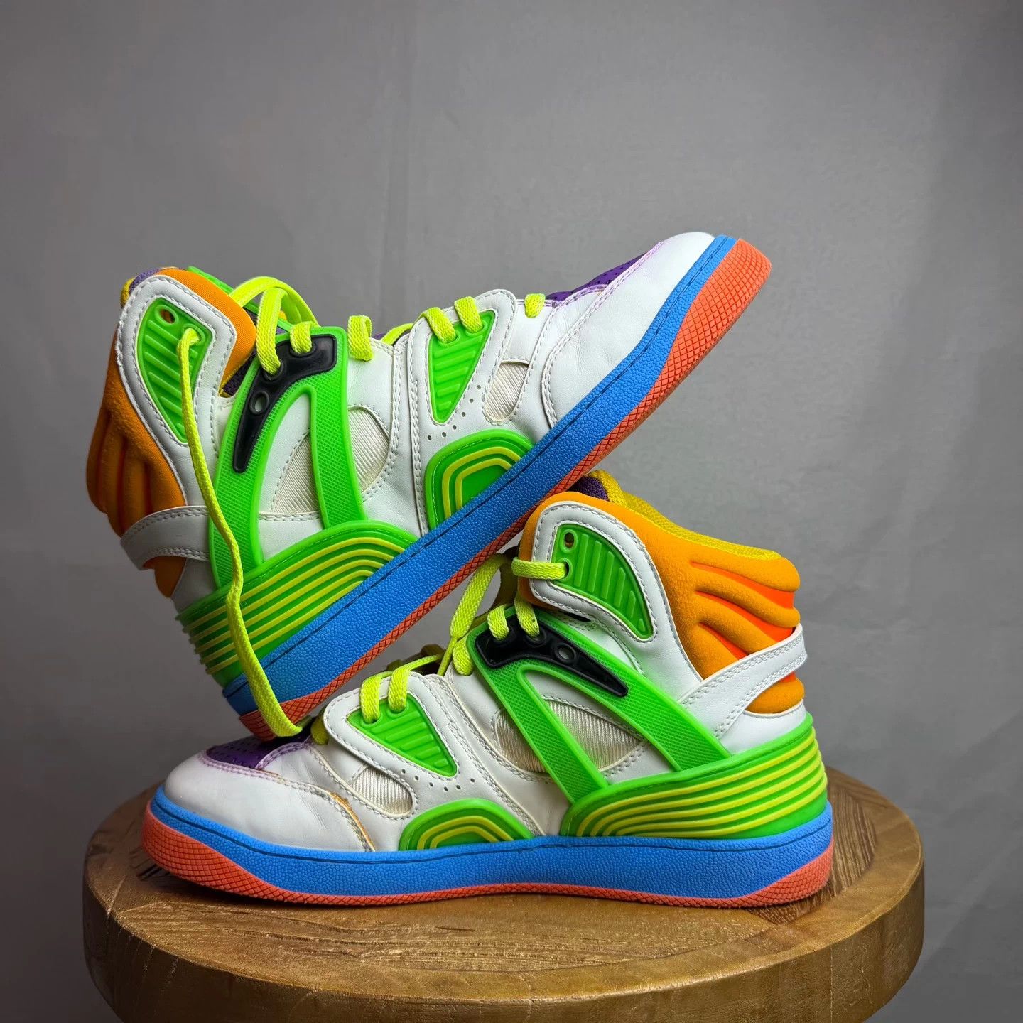 Gucci GUCCI Basket Retro Sneakers White Green Purple 40 95% New Size US 7 / EU 40 - 2 Thumbnail