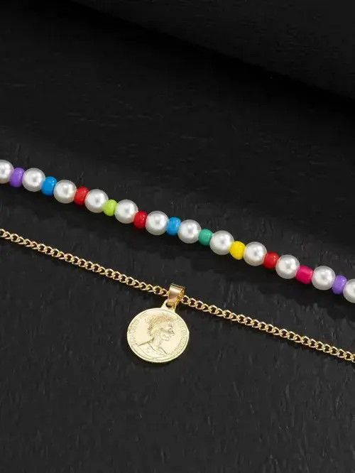 Other Retro Punk Necklace Pearl Choker Flower Charm 2pc Size ONE SIZE - 3 Thumbnail