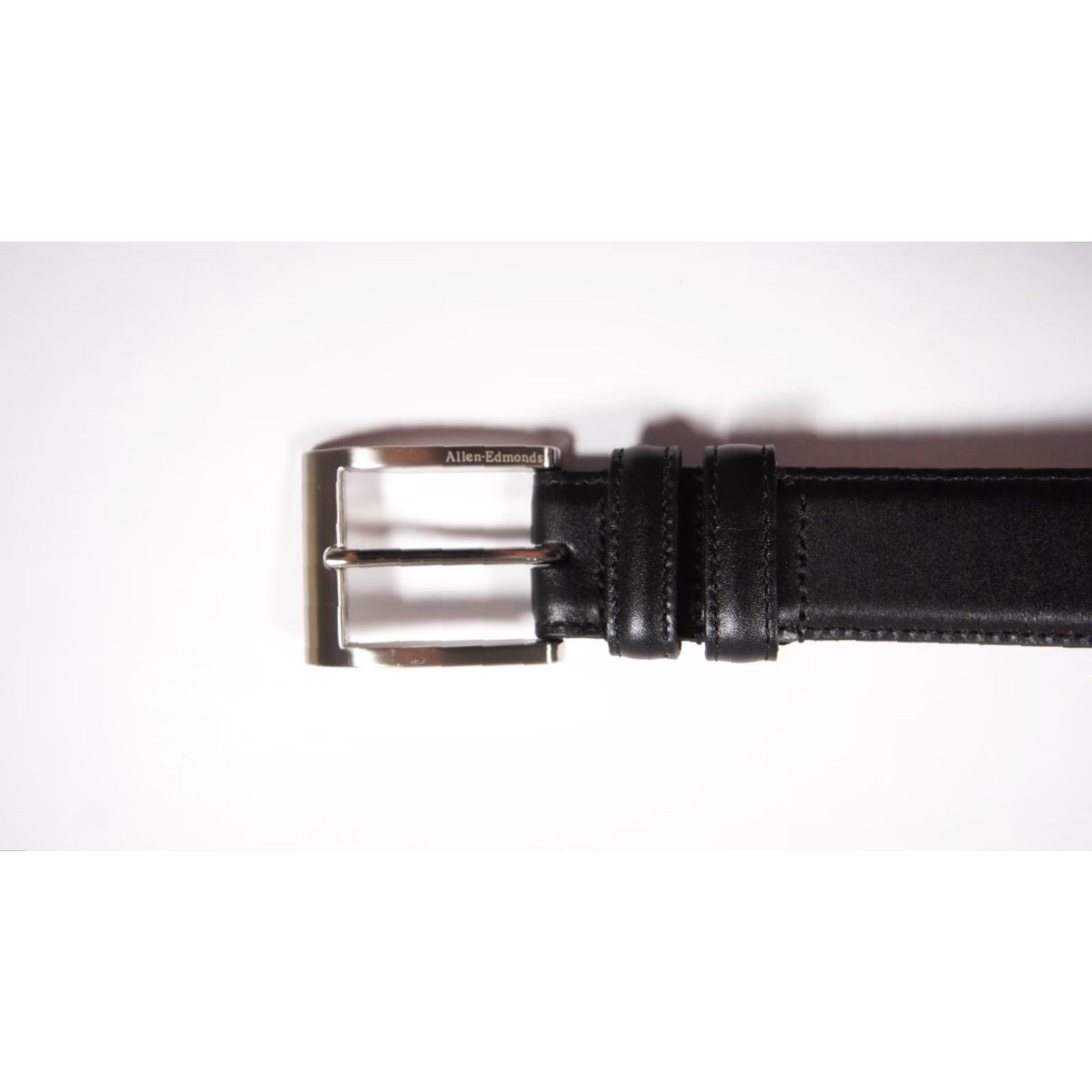 Allen Edmonds Allen Edmonds Belt Dress 44 Black Calfskin Leather Silver Buckle 39501 Mens Size 44 - 2 Thumbnail