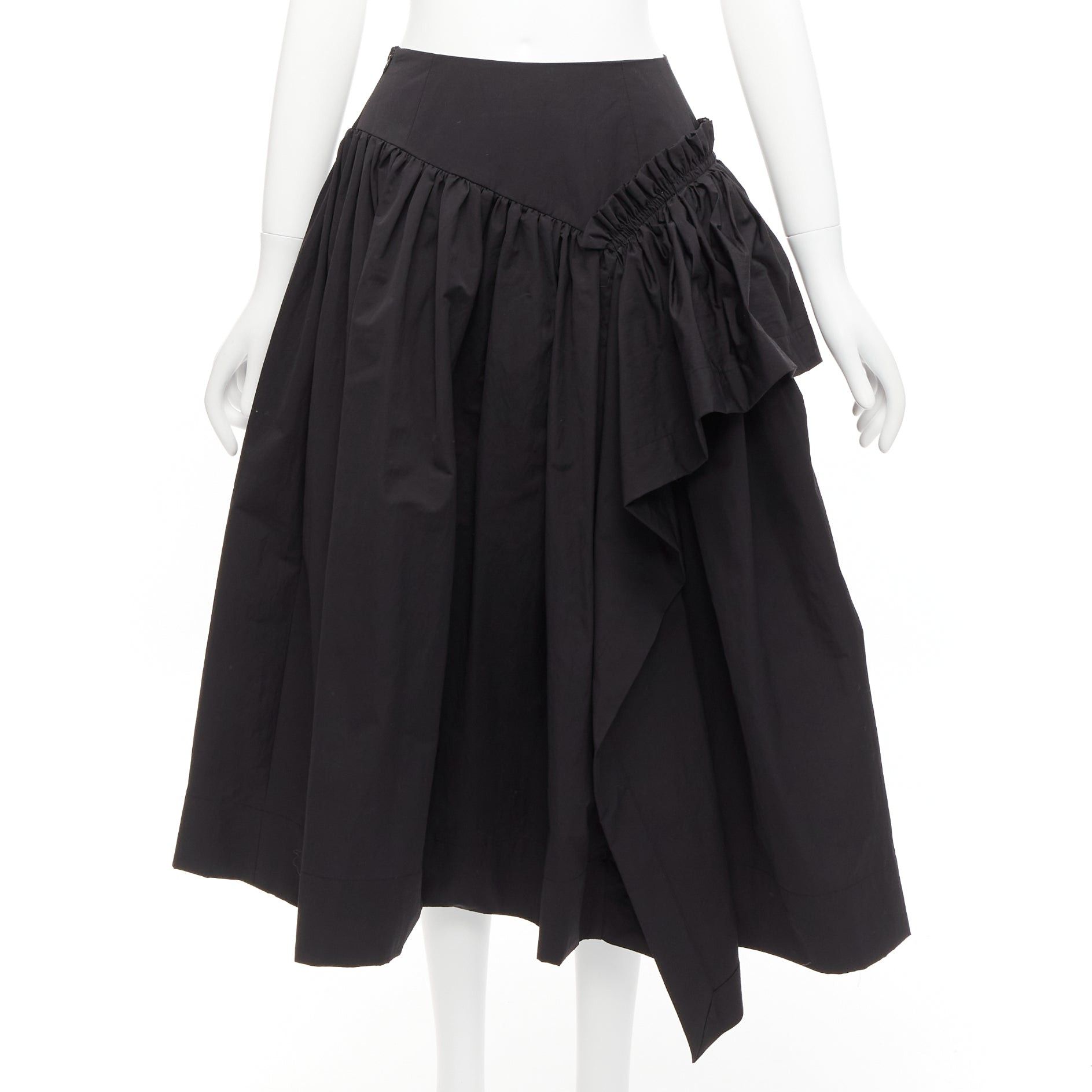image of Minjukim 2022 Black Polyester Ruffle Trim Full Skirt It34 Xs, Women's (Size 24)