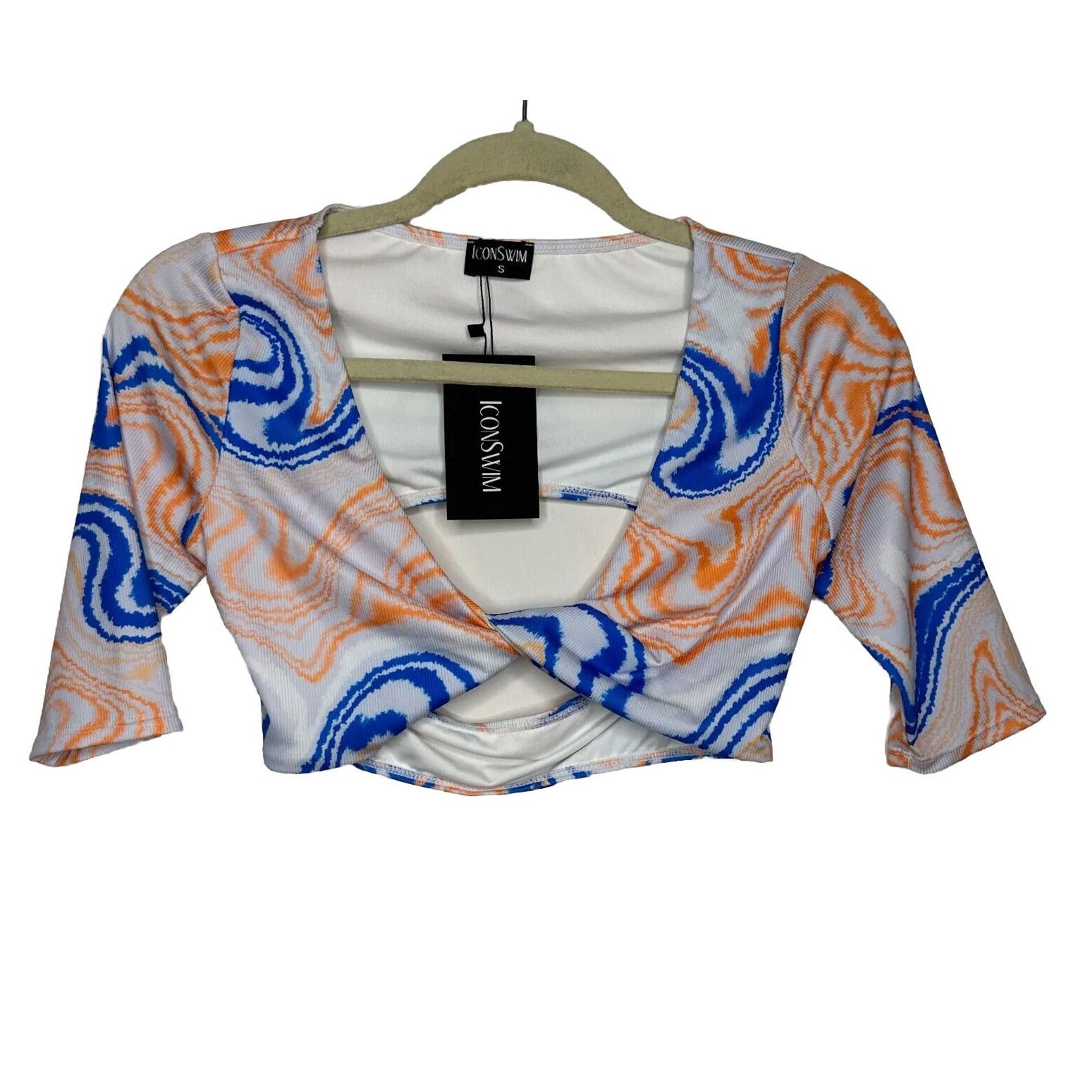 Other NWT Icon Swim Blue Orange Sunset Dive Wave Twist Front Top S Size S / US 4 / IT 40 - 1 Thumbnail