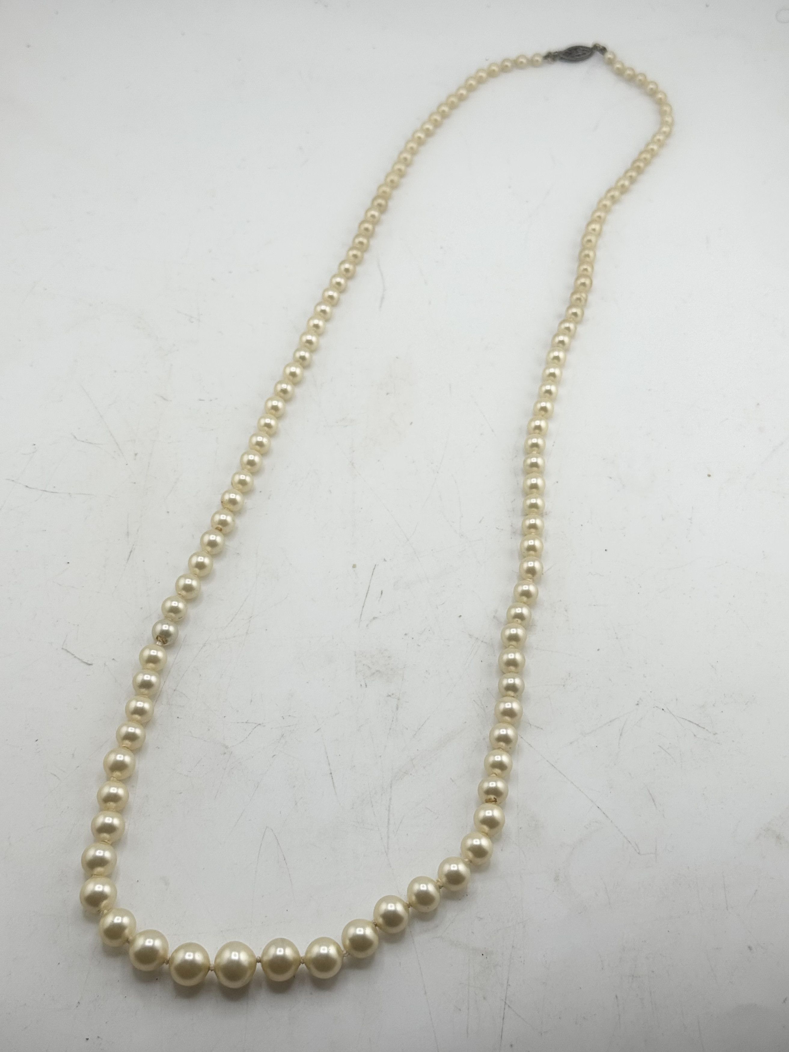 Vintage Vintage faux pearl sterling filigree clasp beaded necklace Size ONE SIZE - 3 Thumbnail