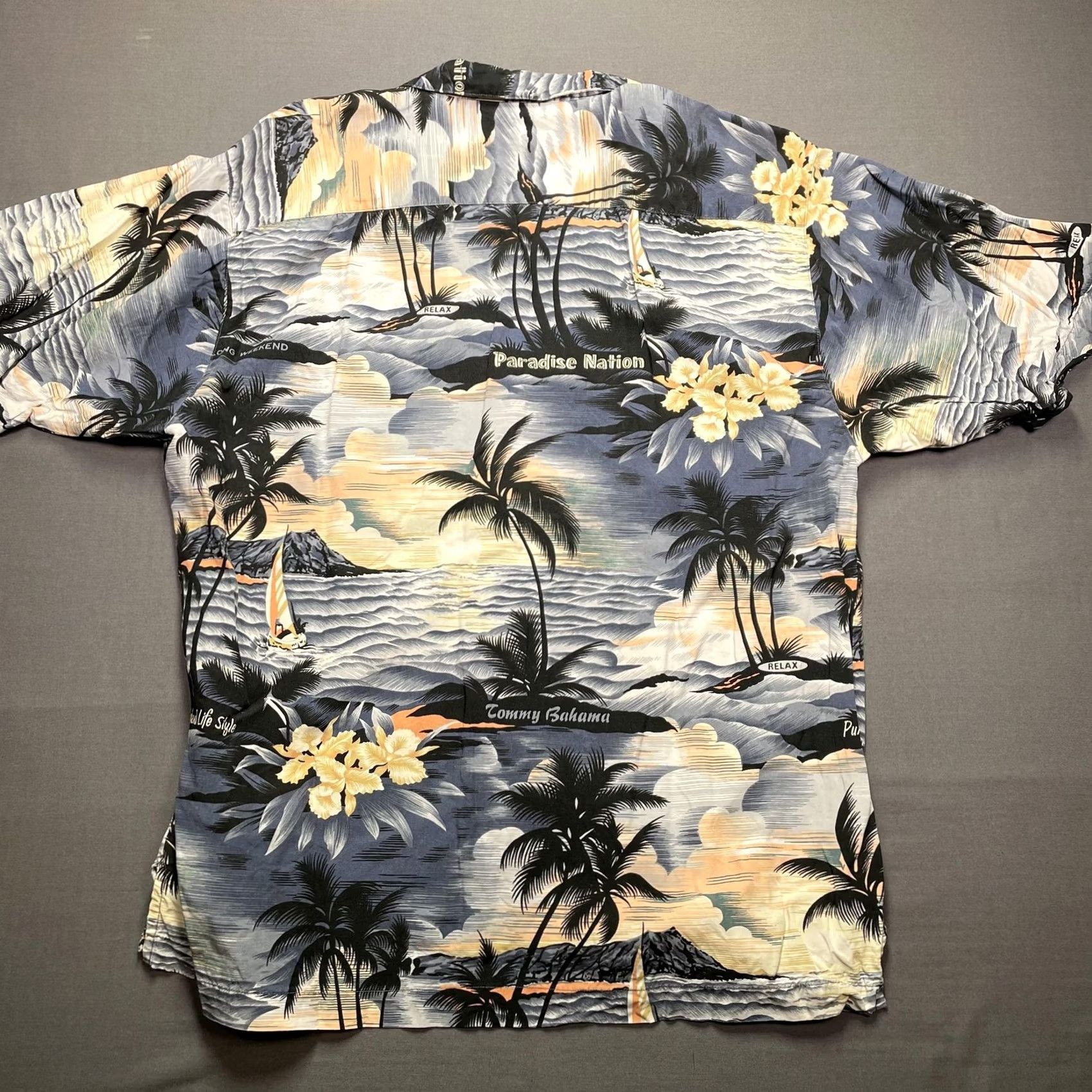 Tommy Bahama Tommy Bahama Shirt Mens Medium Blue Palm Tree Sailboat Hawaiian Aloha Rayon Shirt Beach Resort Casual Mens Size US M / EU 48-50 / 2 - 4 Thumbnail