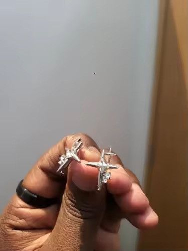 Jewelry Liquid Metal Cross Star Earrings Size ONE SIZE - 5 Thumbnail