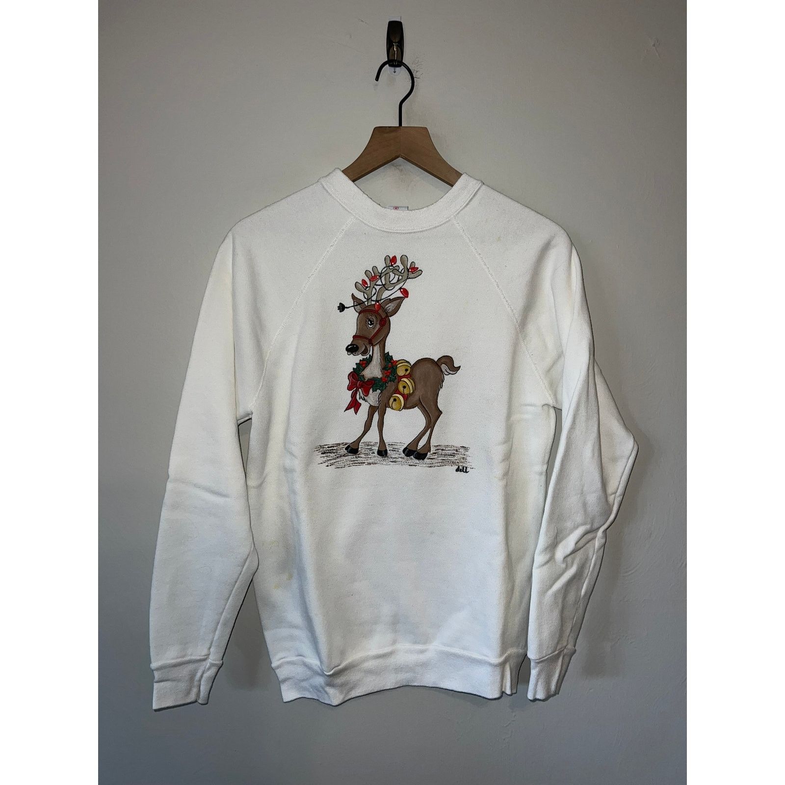Tultex Vintage Reindeer Sweatshirt Tultex White Christmas 80s L Size US L / EU 52-54 / 3 - 1 Thumbnail