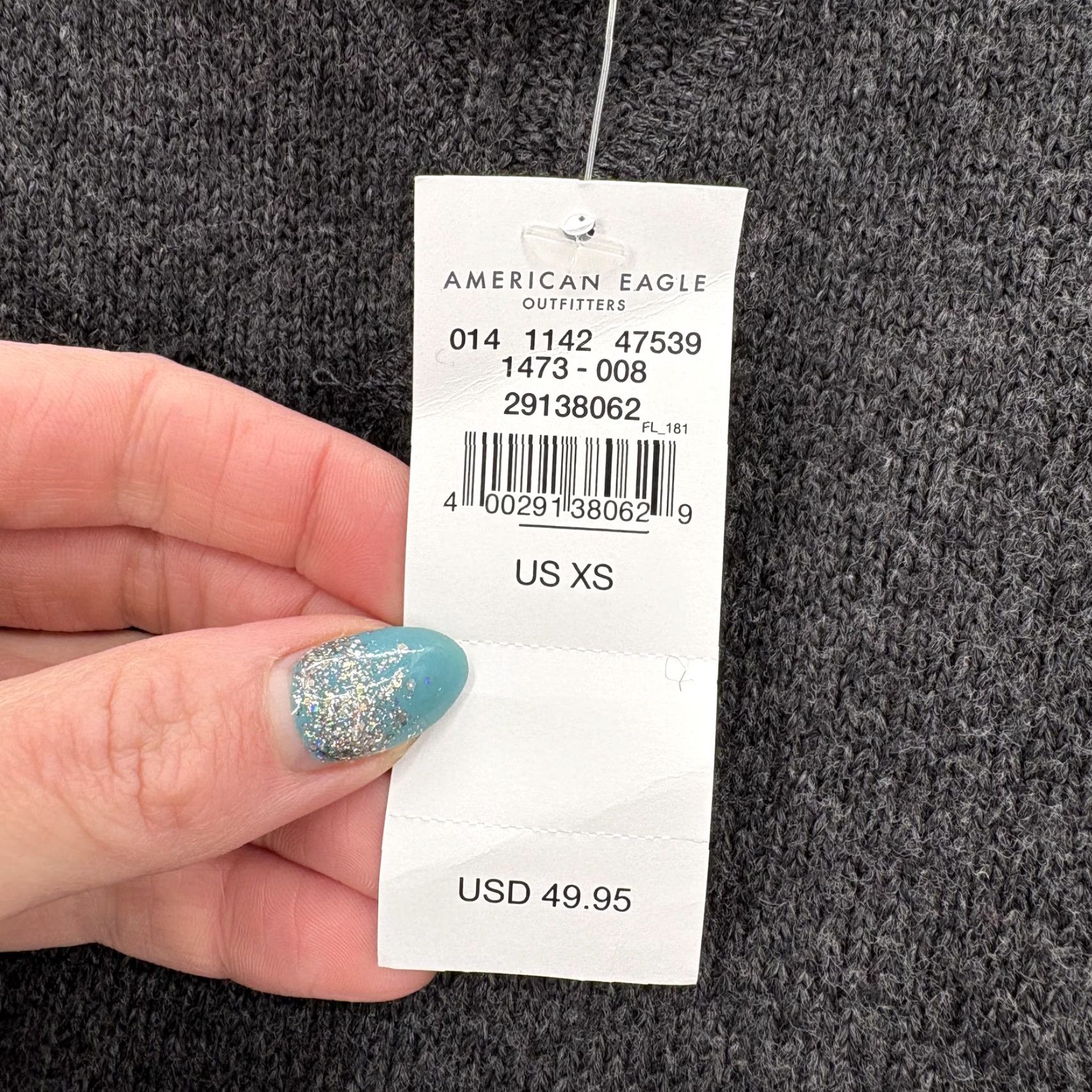 American Eagle Outfitters American Eagle Sweater Mens XS Gray Cotton Blend Crewneck Knit Pullover Casual Size US XS / EU 42 / 0 - 5 Thumbnail