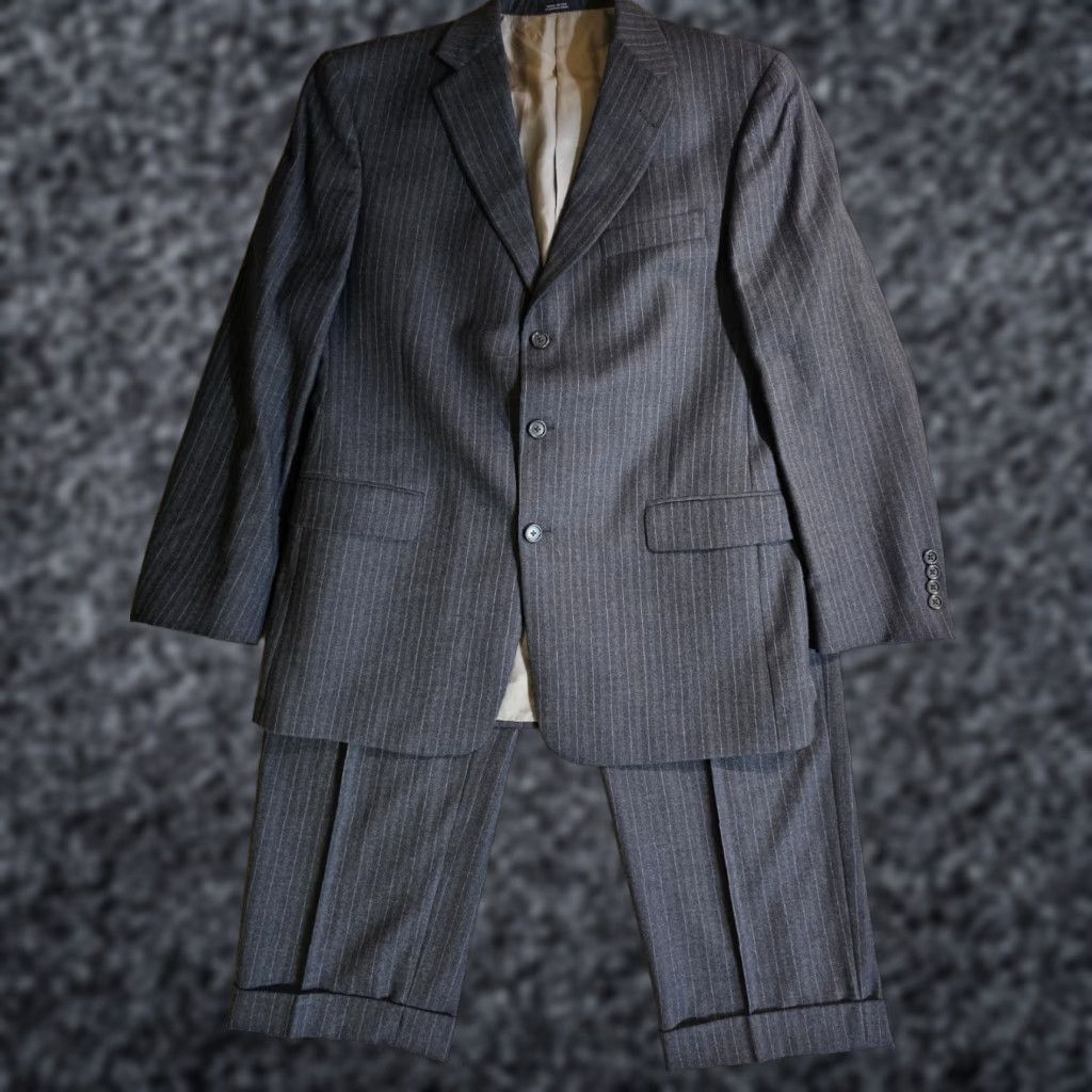 Hart Schaffner Marx VINTAGE Hart Schaffner Marx 1887 Collection Pin Striped 2 Pc Suit Sz 42 R 34x30 Charcoal Gray Wool Size 42R - 1 Thumbnail
