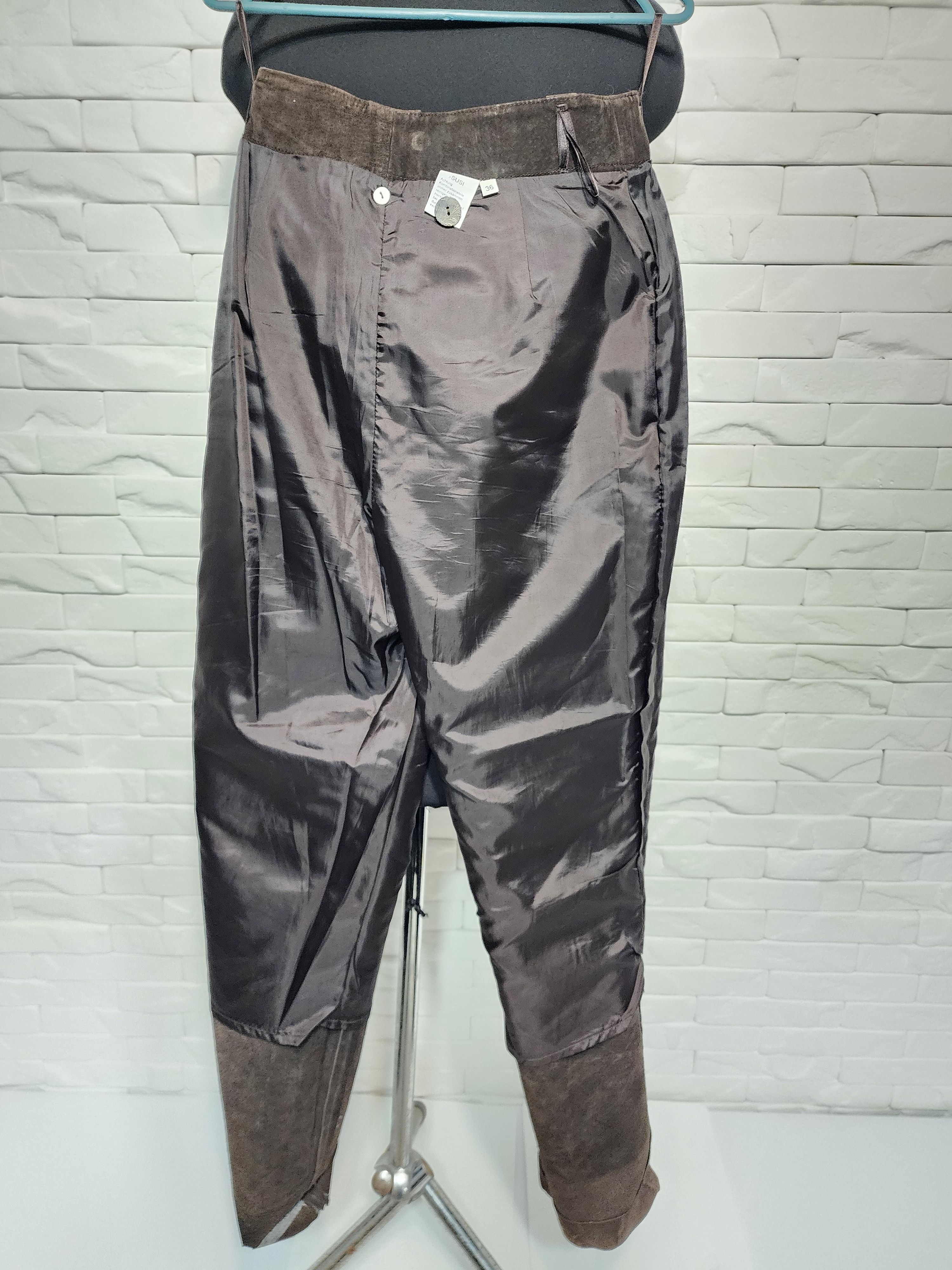 Genuine Leather Brown Suede Leather Pants: Size 27" / US 4 / IT 40 - 8 Thumbnail