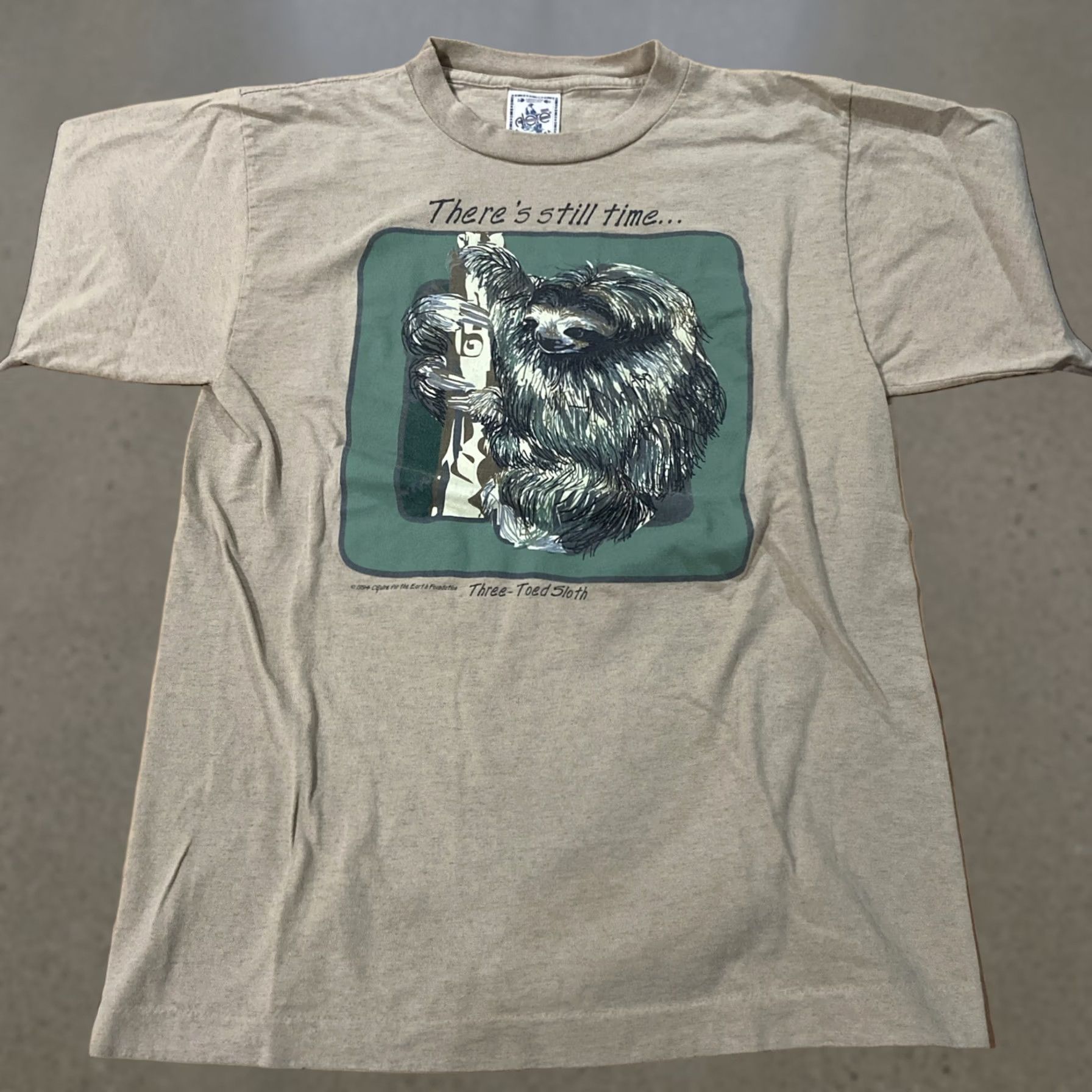 Vintage VINTAGE Alore T-Shirt M Men's Brown Nature 1990s USA Made Earth Foundation Sloth Stitch Cotton Shirt Mens Size US M / EU 48-50 / 2 - 1 Thumbnail