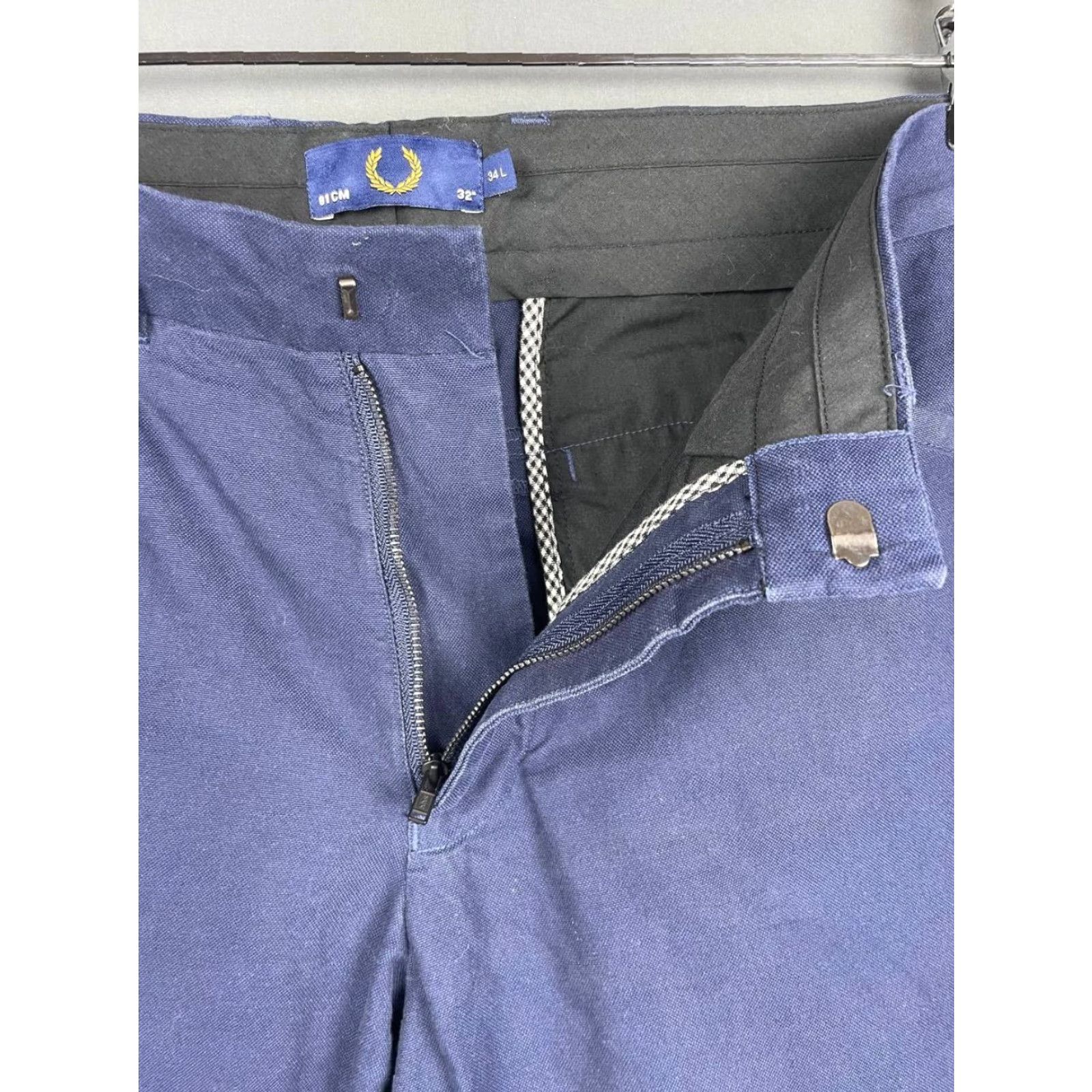 Fred Perry Fred Perry Mens Casual Pants Size L Blue Cotton Belt Loop High Rise Regular Size US 33 - 7 Thumbnail