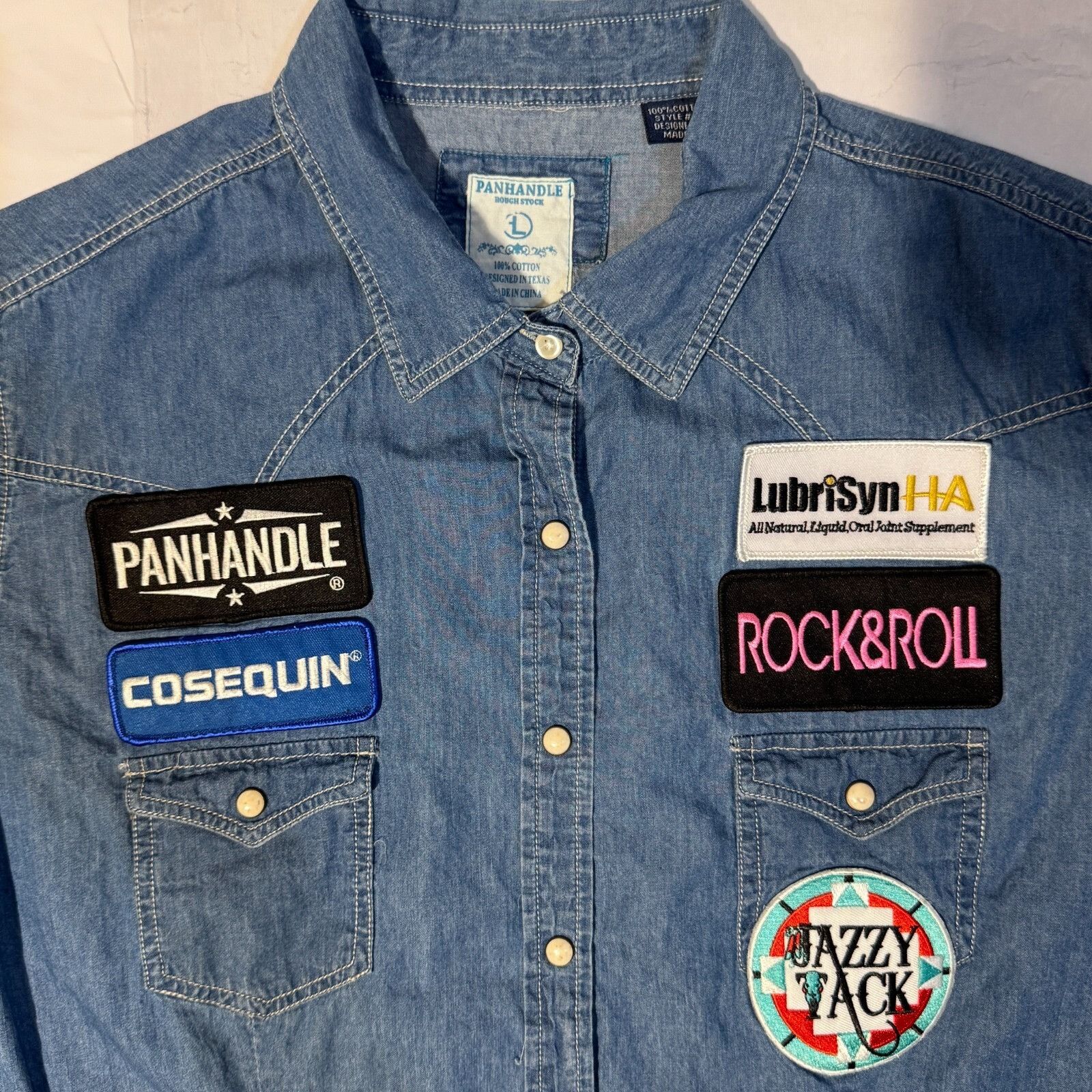 Panhandle Slim Panhandle Rough Stock Denim Western Pearl Snap Shirt - L Pac Size L / US 10 / IT 46 - 2 Thumbnail