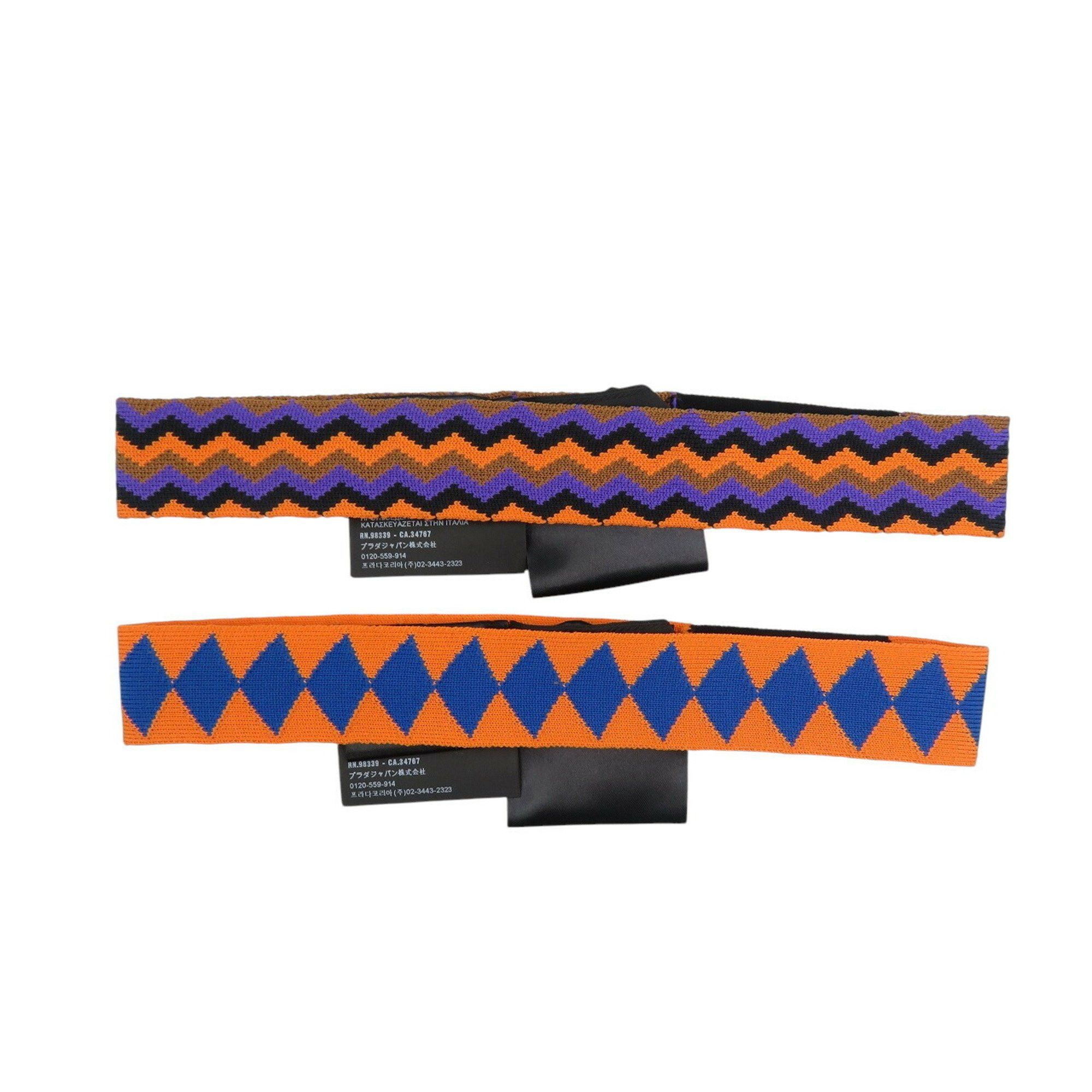 Prada Prada Cotton Orange Blue Multicolor 2-Piece Hair Turban 0802PRADA Size ONE SIZE - 1 Thumbnail
