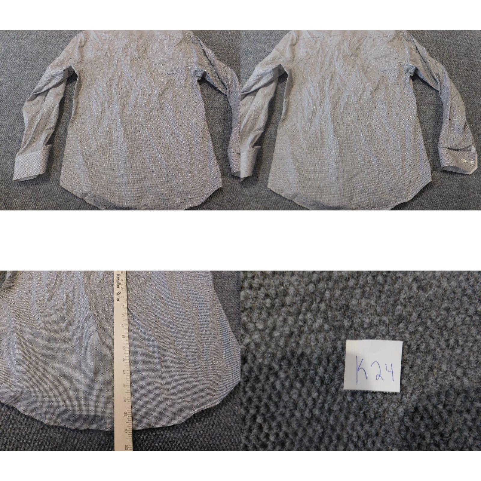 BUGATCHI Bugatchi Uomo Shirt Mens M Gray Button-Up Knit Cotton Casual Plaid Long Sleeve Collared Slimming Pockets Regular Vintage No Buttons Mens Size US M / EU 48-50 / 2 - 8 Thumbnail