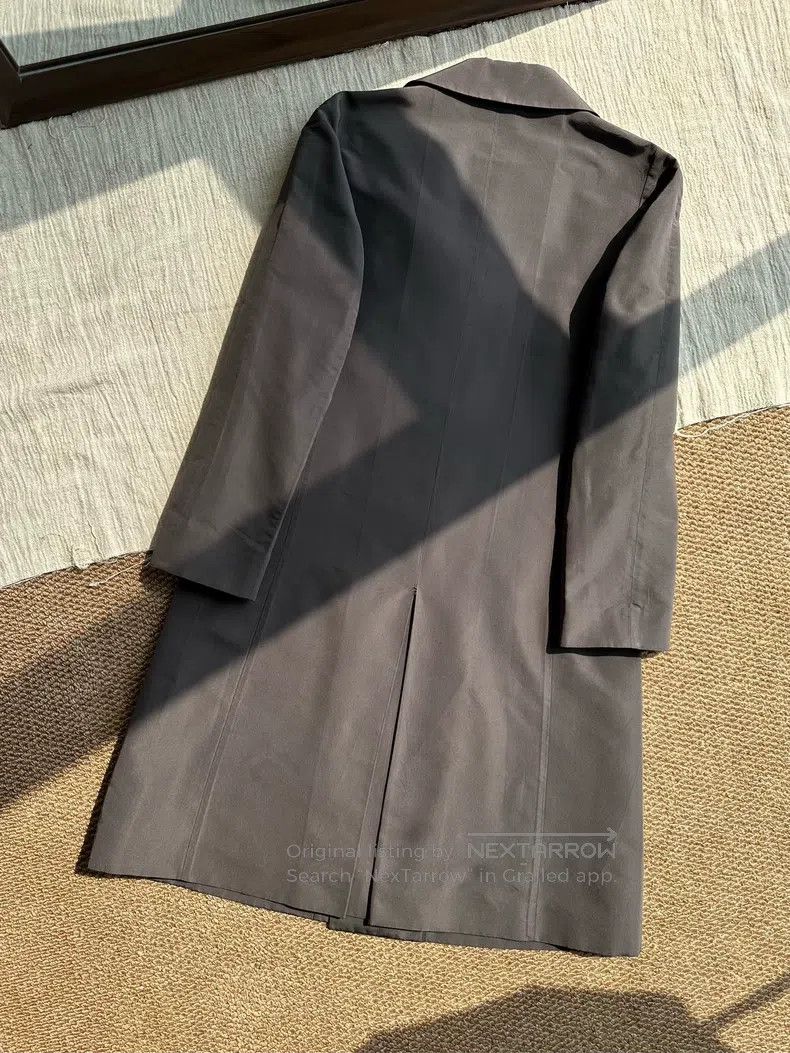 Hermes Hermes Vintage Silk Button Long Trench Coat, Grey Size S / US 4 / IT 40 - 2 Thumbnail