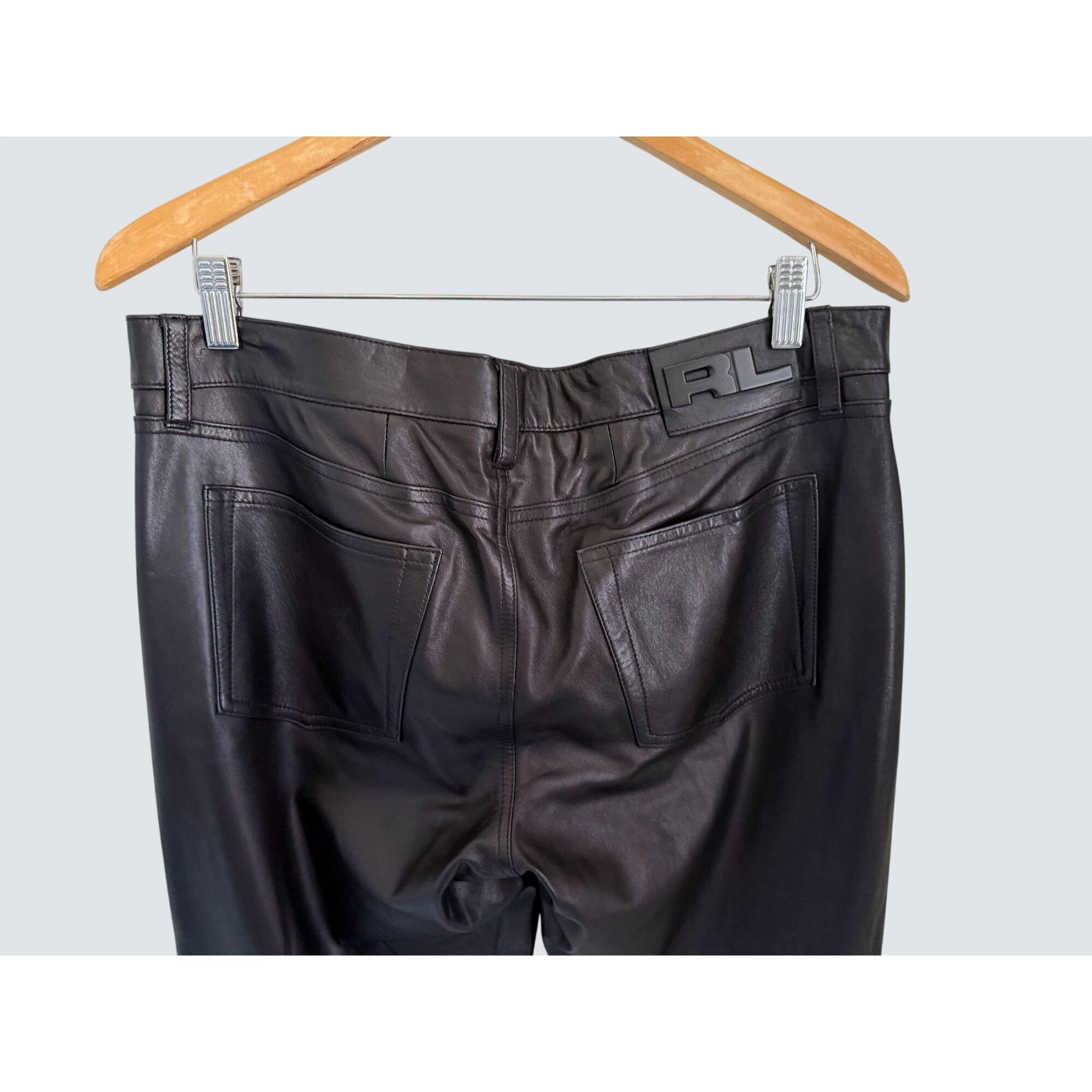 Ralph Lauren Ralph Lauren Black Lamb Leather Pants Size 12 Womens Classic Size 34" / US 12 / IT 48 - 6 Thumbnail