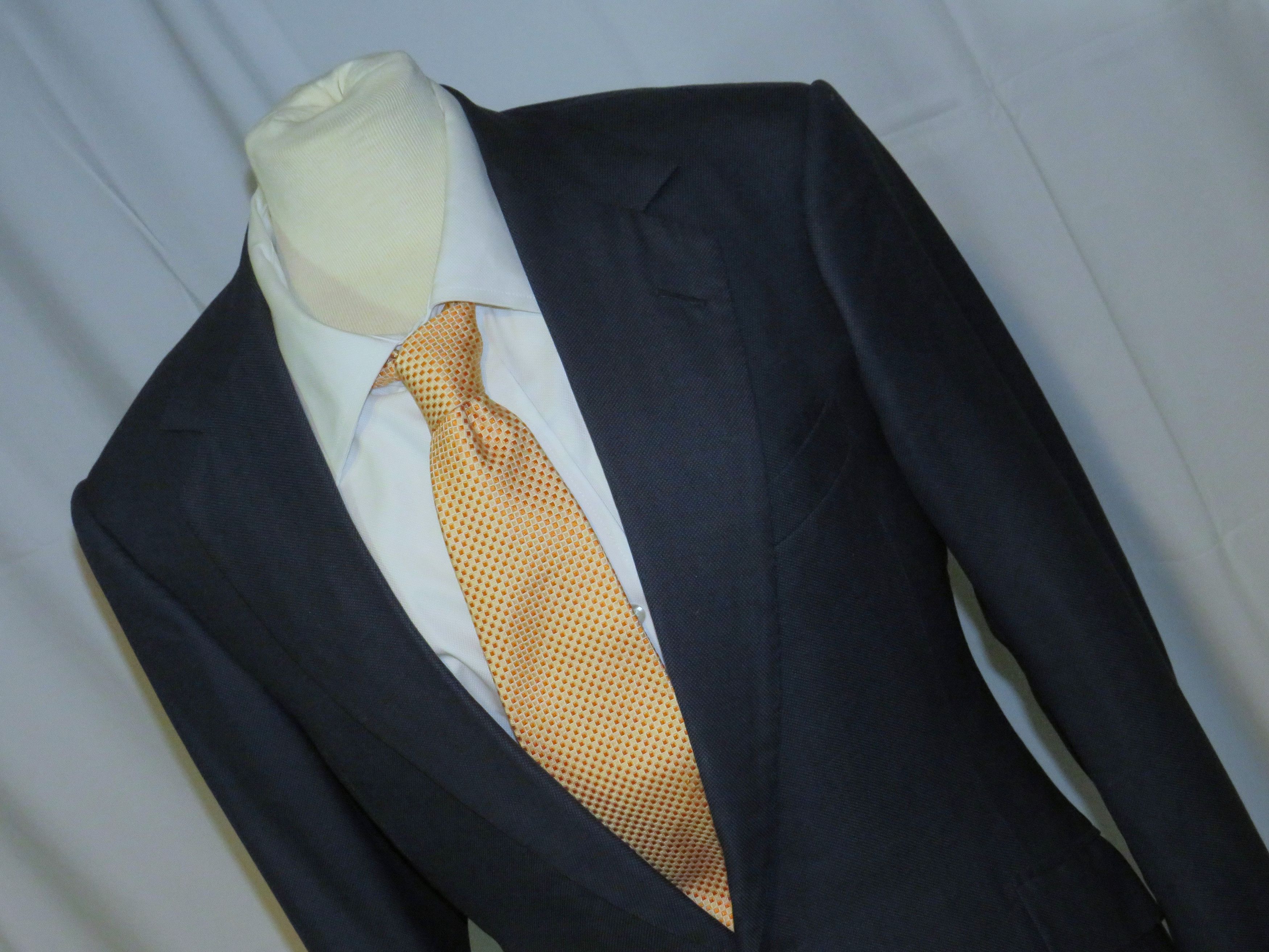 Huntsman × Savile Row Bespoke 2022 Navy Blue Birdseye One Button Suit 34S Size 34S - 6 Thumbnail