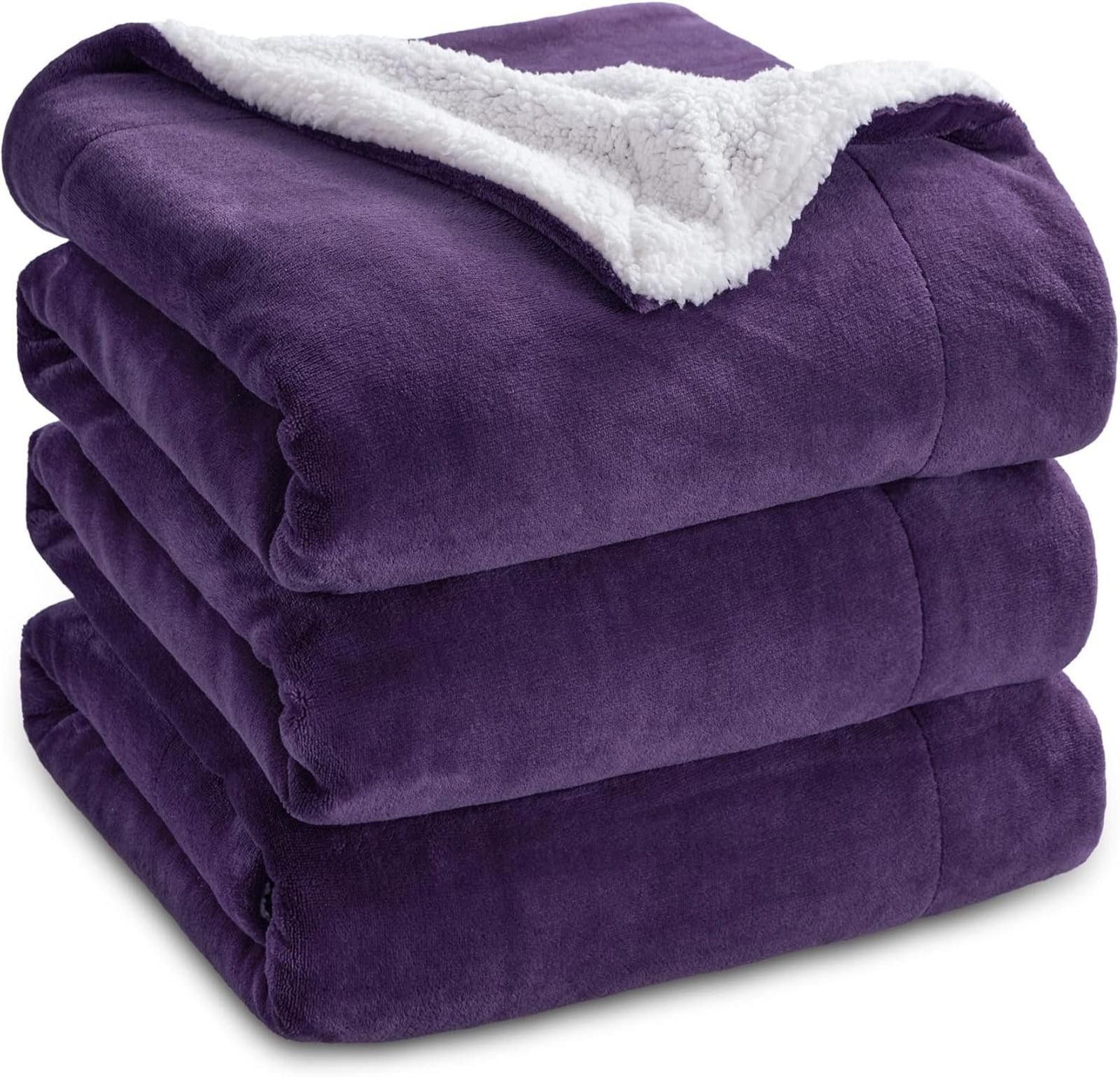 Other Blanket for King Size Bed Purple Soft Sherpa Throw NEW Size ONE SIZE - 1 Thumbnail