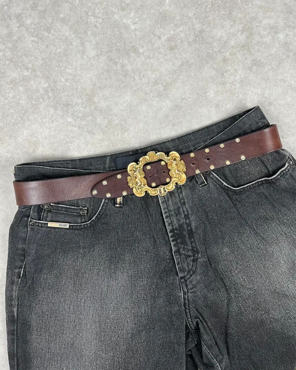 Dolce & Gabbana AW2006 Dolce & Gabbana Dark Brown Leather Baroque Angel Studded Belt Size ONE SIZE - 1 Thumbnail