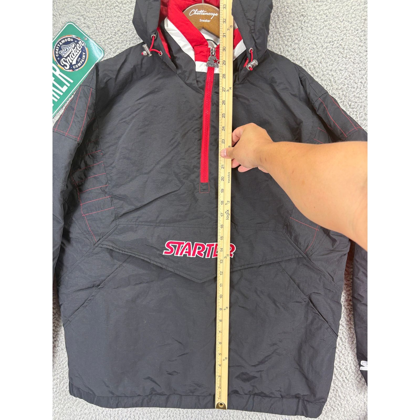 NFL Starter Anorak Pullover Hooded Jacket Mens Large Black Coat Size US L / EU 52-54 / 3 - 2 Thumbnail