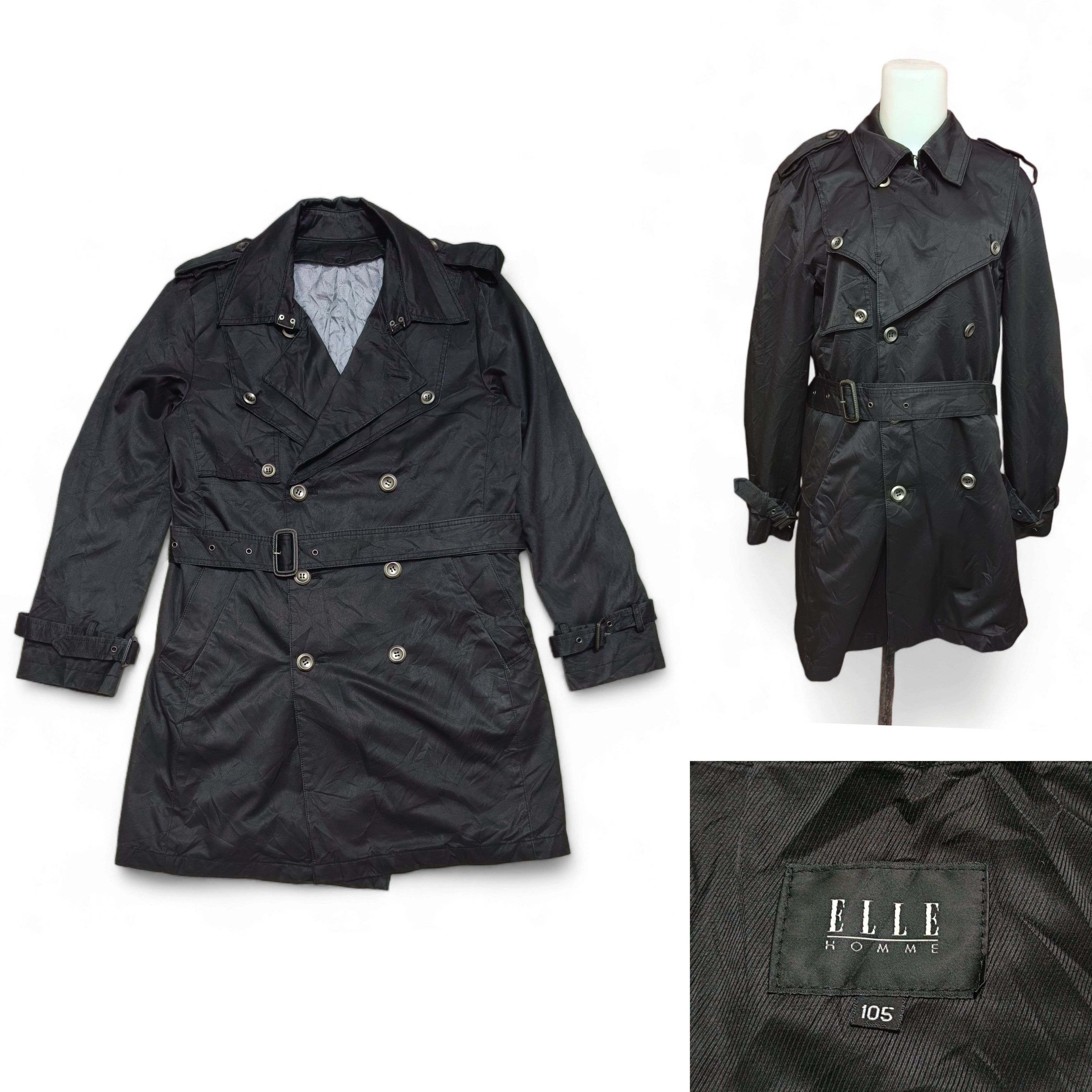 Other Vintage ELLE Homme Black Trench Coat Size L / US 10 / IT 46 - 1 Thumbnail