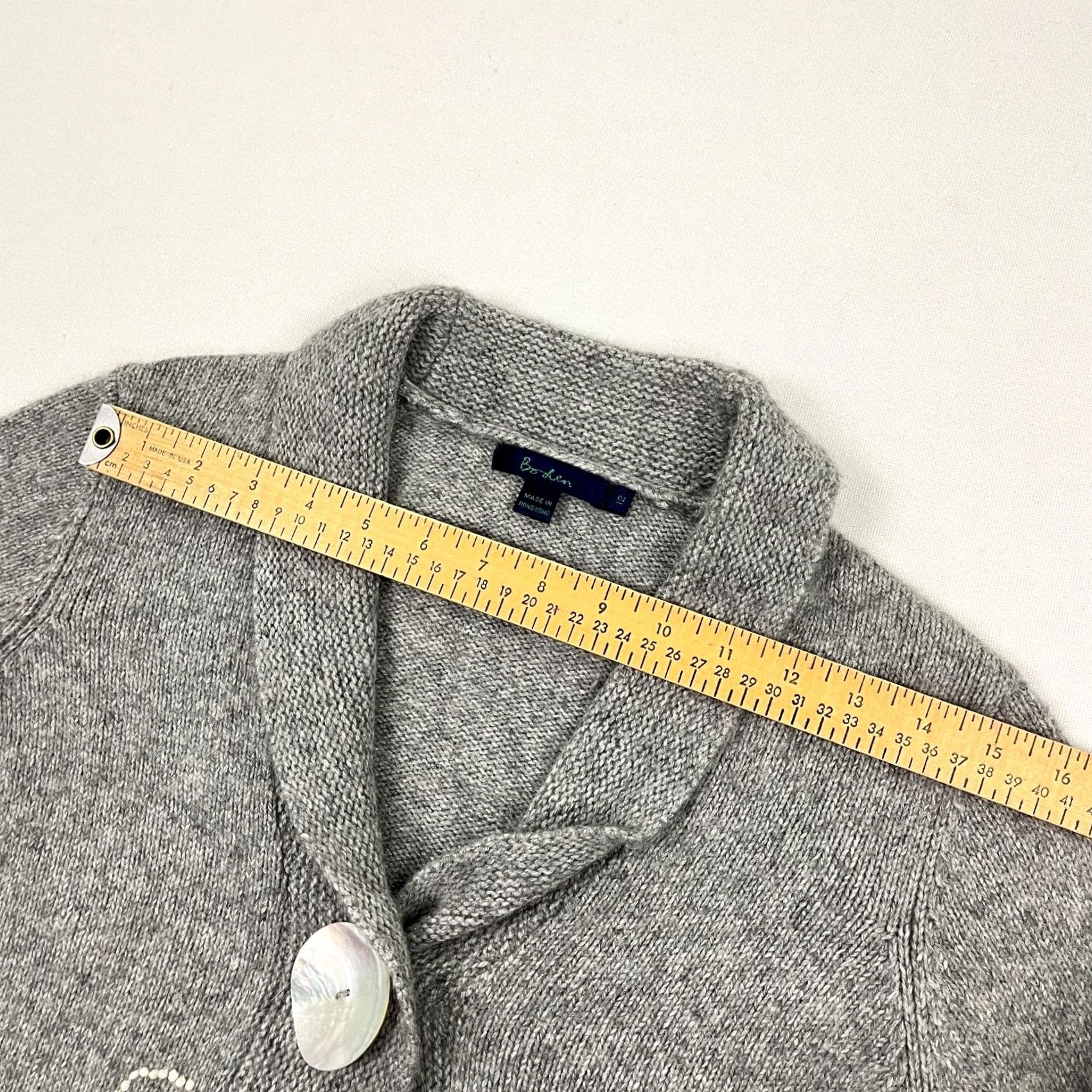 Boden VINTAGE Boden Cardigan Sweater Womens 12 Gray Wool Angora Cashmere Applique Jacket Size XL / US 12-14 / IT 48-50 - 7 Thumbnail