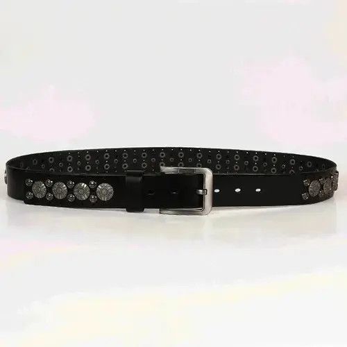 VIBE Retro Black Leather Rivet Jeans Belt Size ONE SIZE - 3 Thumbnail