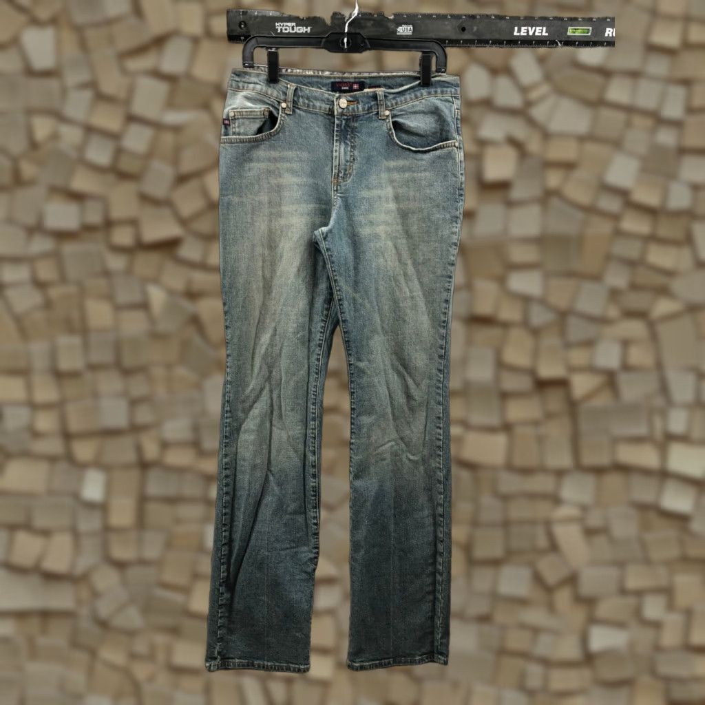 Vintage VIGOSS Jeans Size 13 Juniors Mid Rise Dark Wash Blue Denim Straight Jeans Women 34In Waist 31In Inseam Size 34" / US 12 / IT 48 - 1 Thumbnail