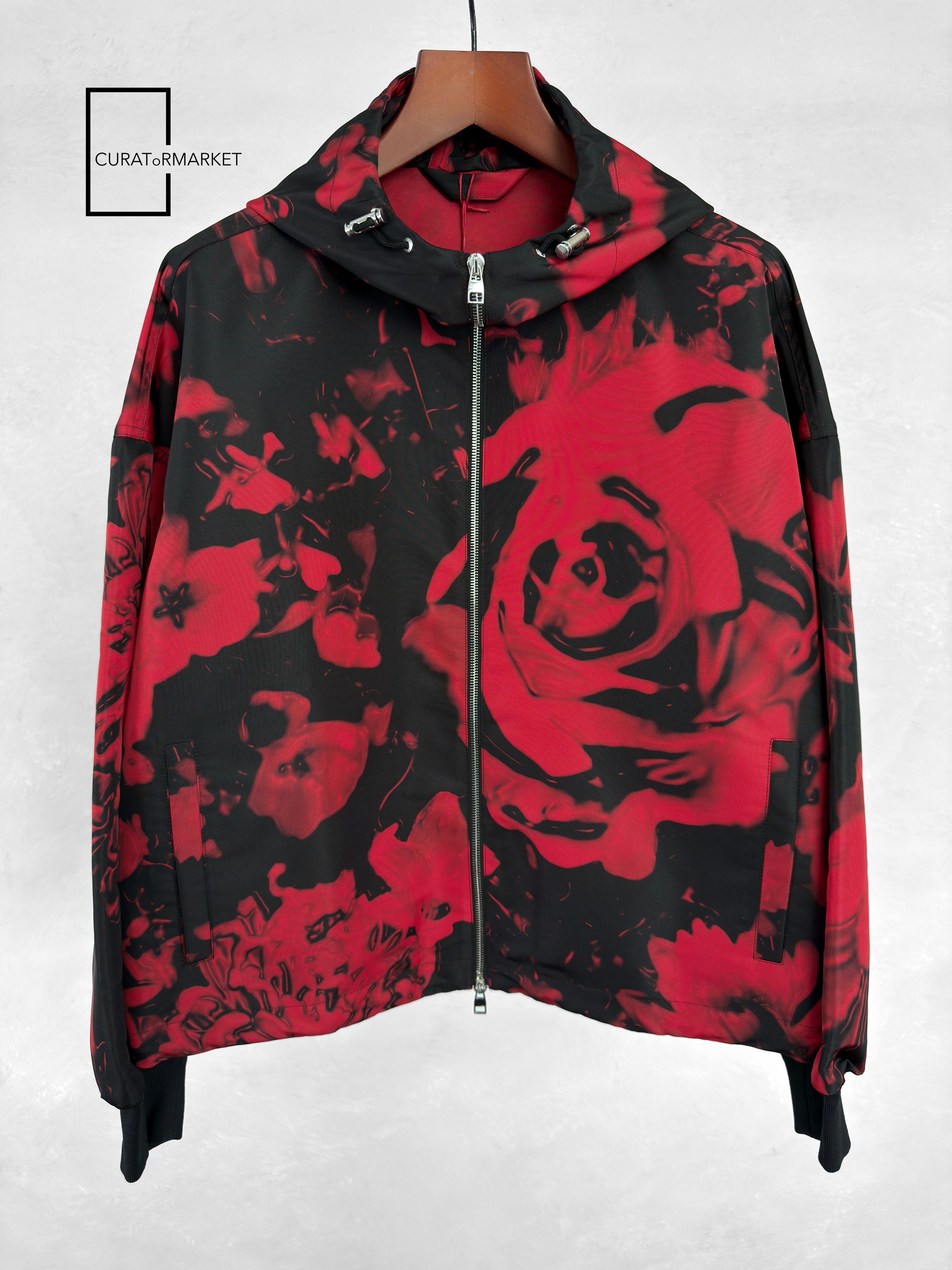 Alexander McQueen EU48 Waxed Flower Abstract Print Hooded Zip Windbreaker FW24 Size US M / EU 48-50 / 2 - 1 Thumbnail