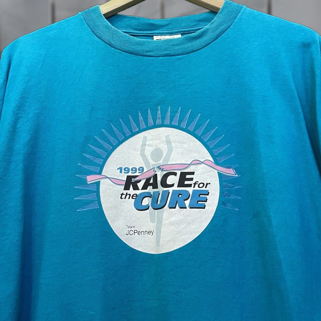 JCPenney VINTAGE JCPenney Shirt Mens XL Blue Race The Cure TShirt Size US XL / EU 56 / 4 - 1 Thumbnail