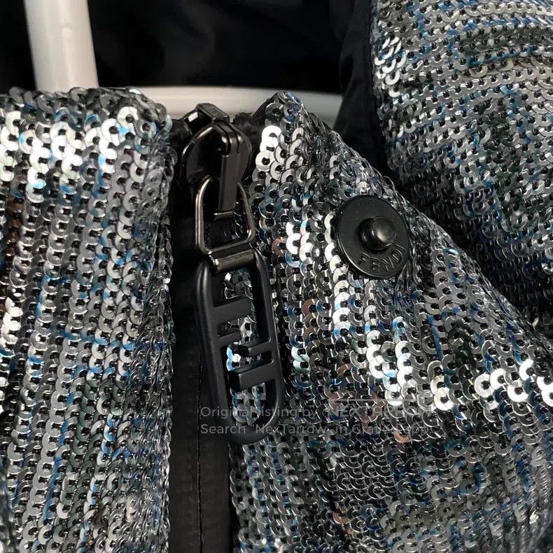 Fendi Fendi Sequined Hooded Down Jacket, Silver Size S / US 4 / IT 40 - 6 Thumbnail
