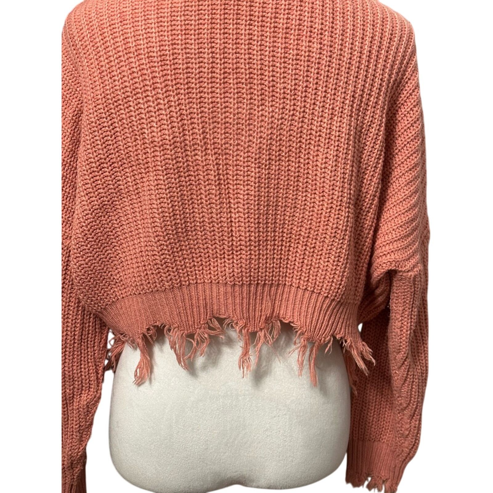 Other Zaful Cropped Sweater Distressed Frayed Orangepink/Coral XL Size XL / US 12-14 / IT 48-50 - 8 Thumbnail
